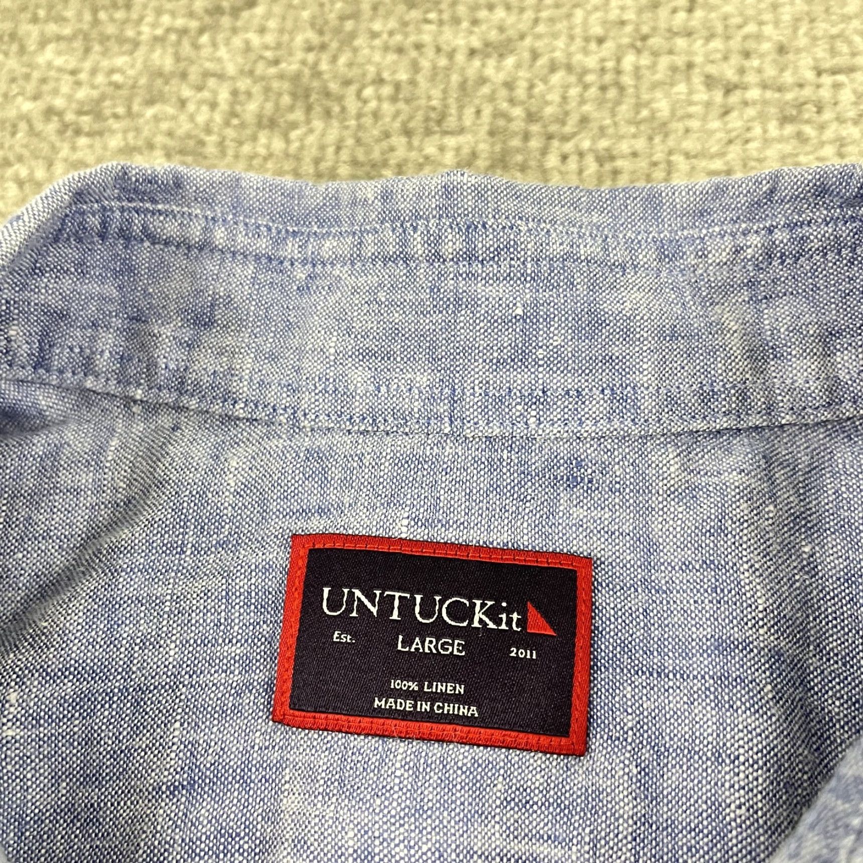 UNTUCKit UNTUCKit Shirt Mens L Blue 100% Linen Button-Up Short Sleeve Casual Summer Size US L / EU 52-54 / 3 - 2 Thumbnail