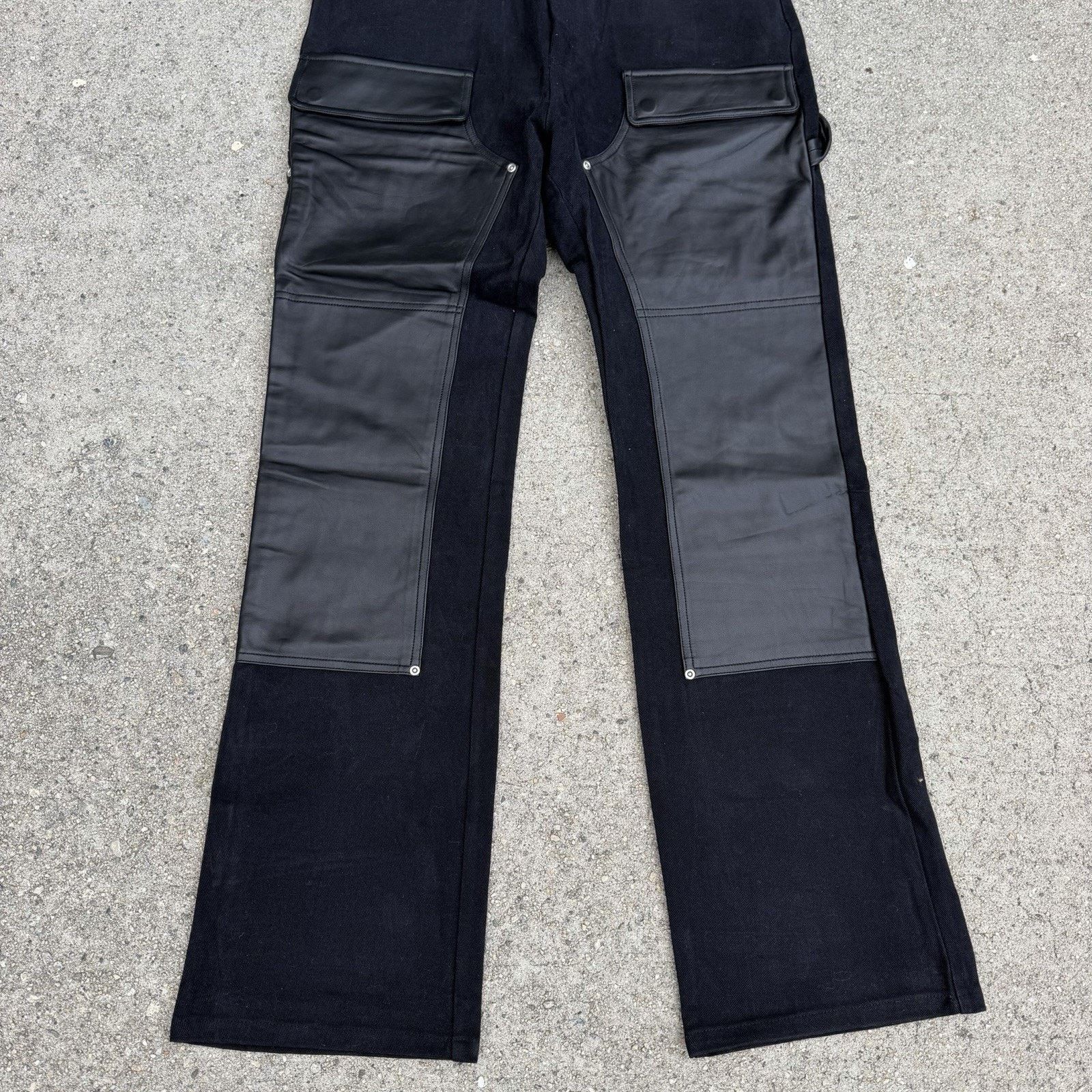 Acne Studios × K-Two Studios × Rick Owens NWT K-Two Studios Black Leather Carpenter Pants Large 34x32 Size US 34 / EU 50 - 3 Thumbnail