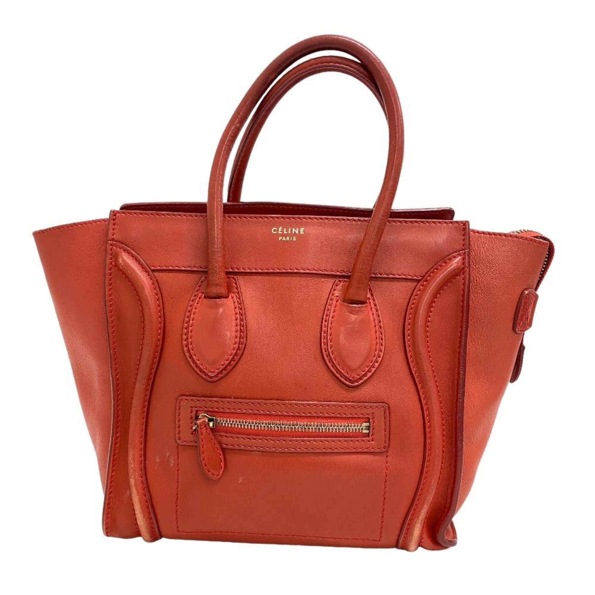 image of Celine Luggage Micro Shopper Handbag Red Women's in Red Color