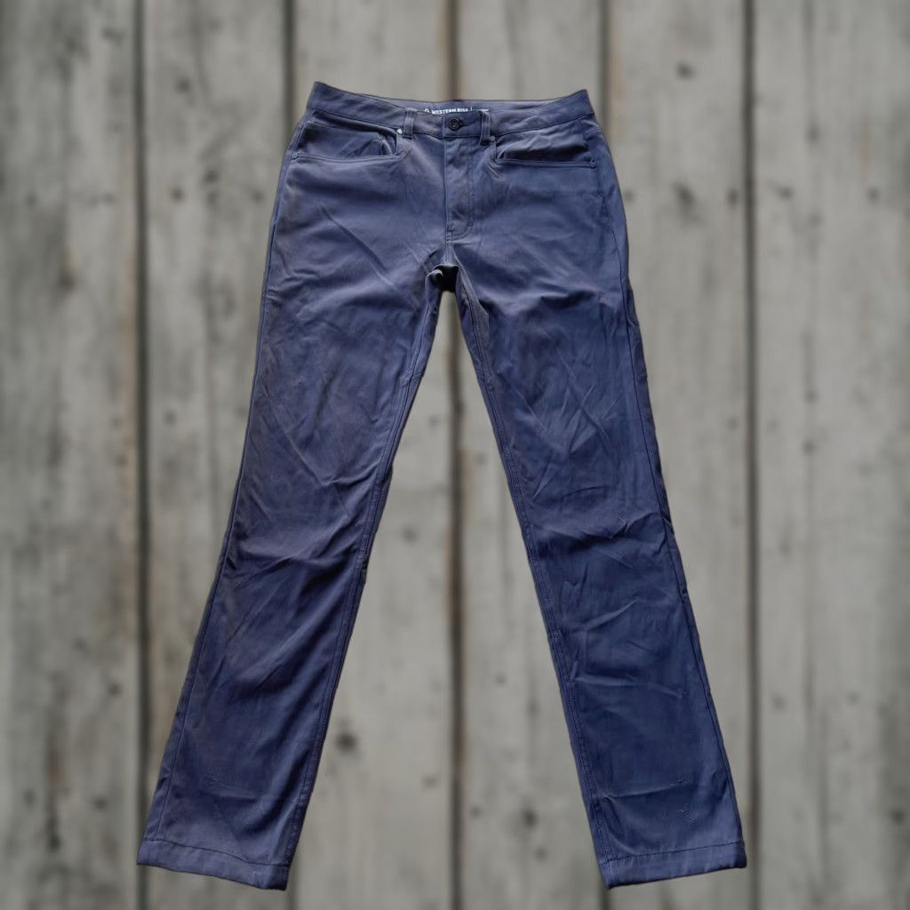 Vintage Western Rise Pants Mens 31x32 Chino Slim Fit Gray Nylon Spandex Stretch Flat Front Regular Inseam 32 Men's Casual Workwear Size US 31 - 1 Thumbnail