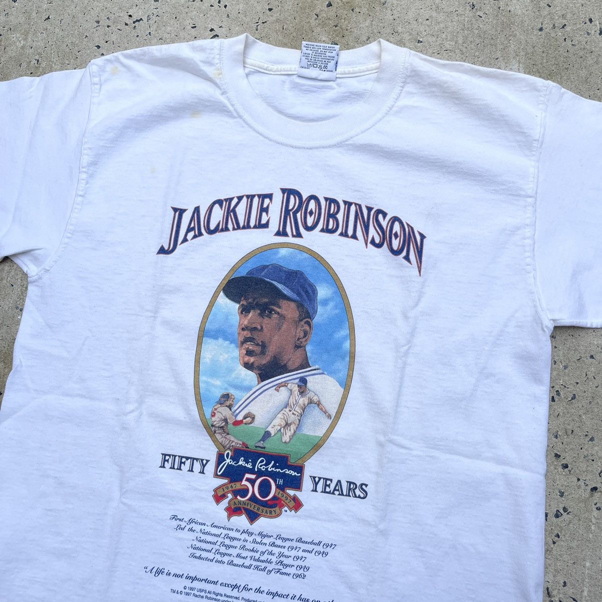 Gildan Vintage 1997 JACKIE ROBINSON 50th Anniversary STAMP Shirt Size US L / EU 52-54 / 3 - 2 Thumbnail
