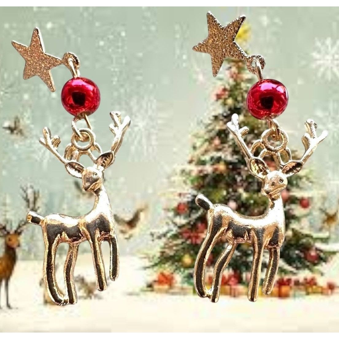 Handmade Reindeer Earrings Rudolph New Festive Christmas Eve Party St Size ONE SIZE - 9 Thumbnail