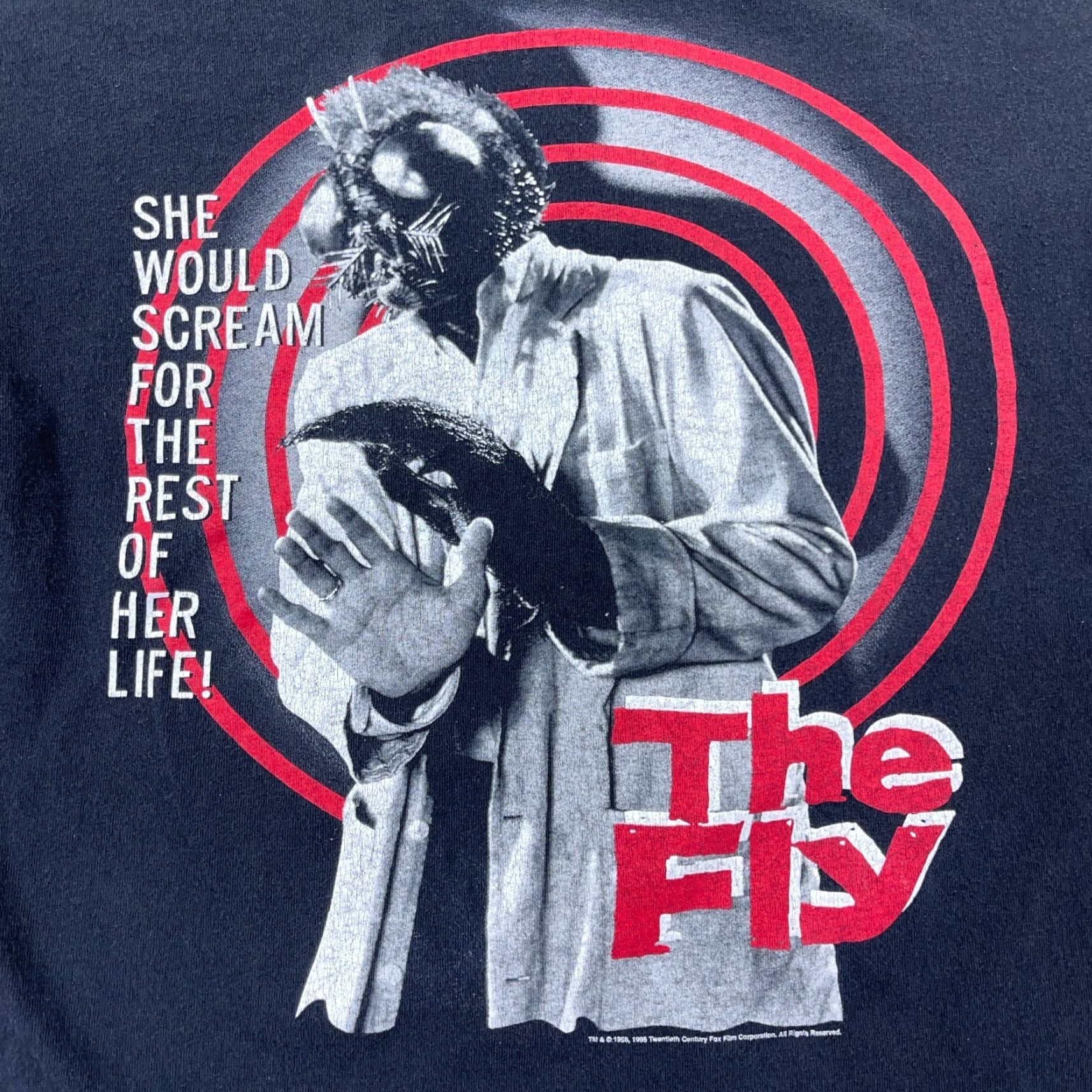 Vintage VINTAGE The Fly Movie T-Shirt Men Large Black 90s Sci-Fi Logo Graphic Print Retro Size US L / EU 52-54 / 3 - 2 Thumbnail