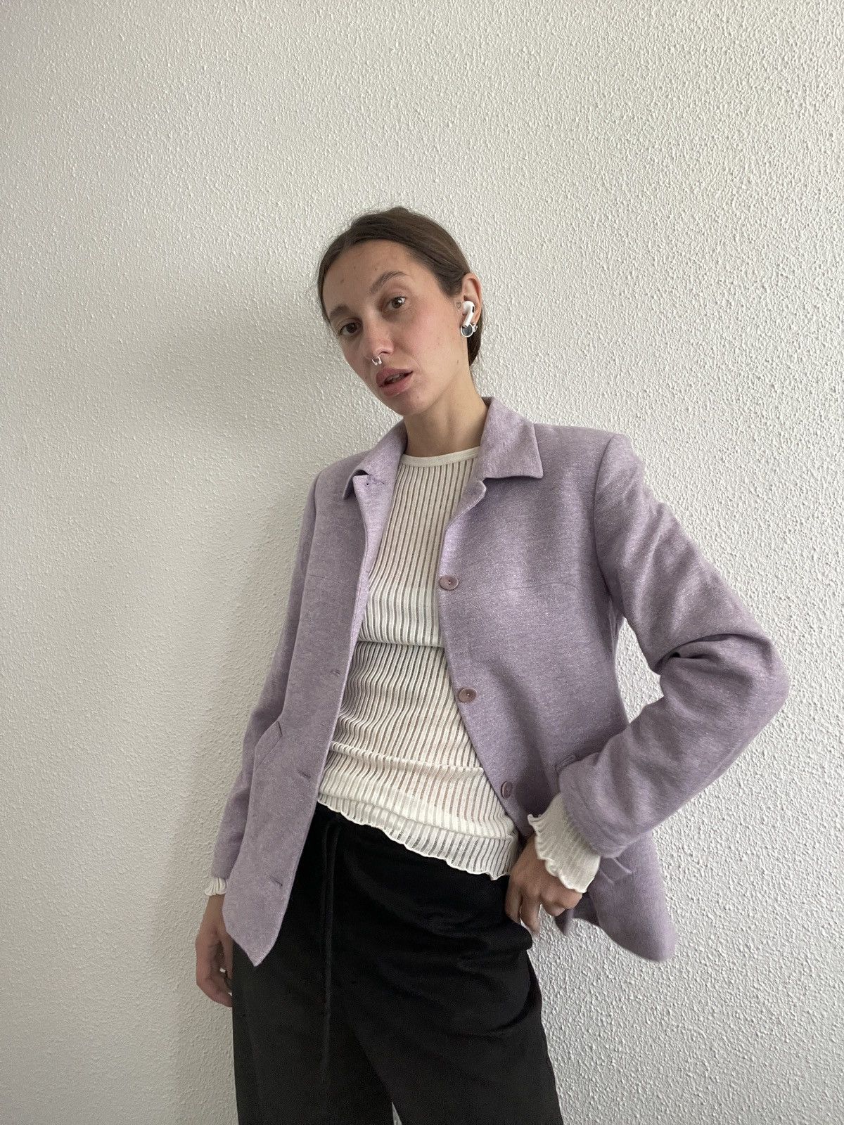 Designer × Vintage Vintage lilac jacket: Viscose, wool and silk Size XS / US 0-2 / IT 36-38 - 9 Thumbnail