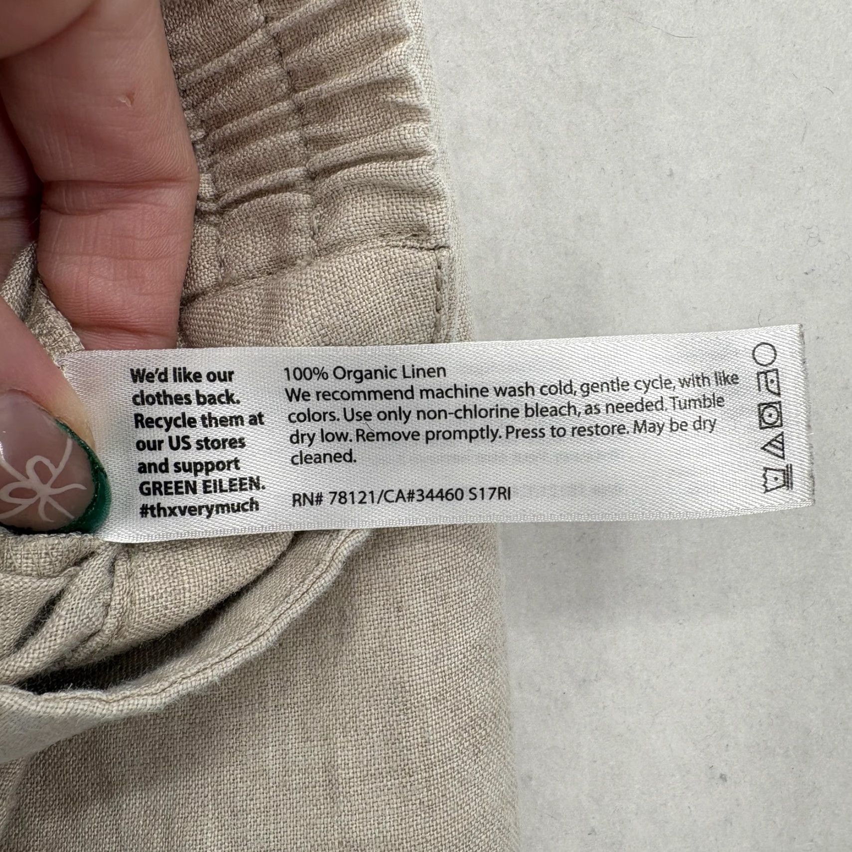 Eileen Fisher Eileen Fisher Pants Womens Large Beige Organic Linen Crop Tapered Pull On Casual Size 36" / US 14 / IT 50 - 5 Thumbnail