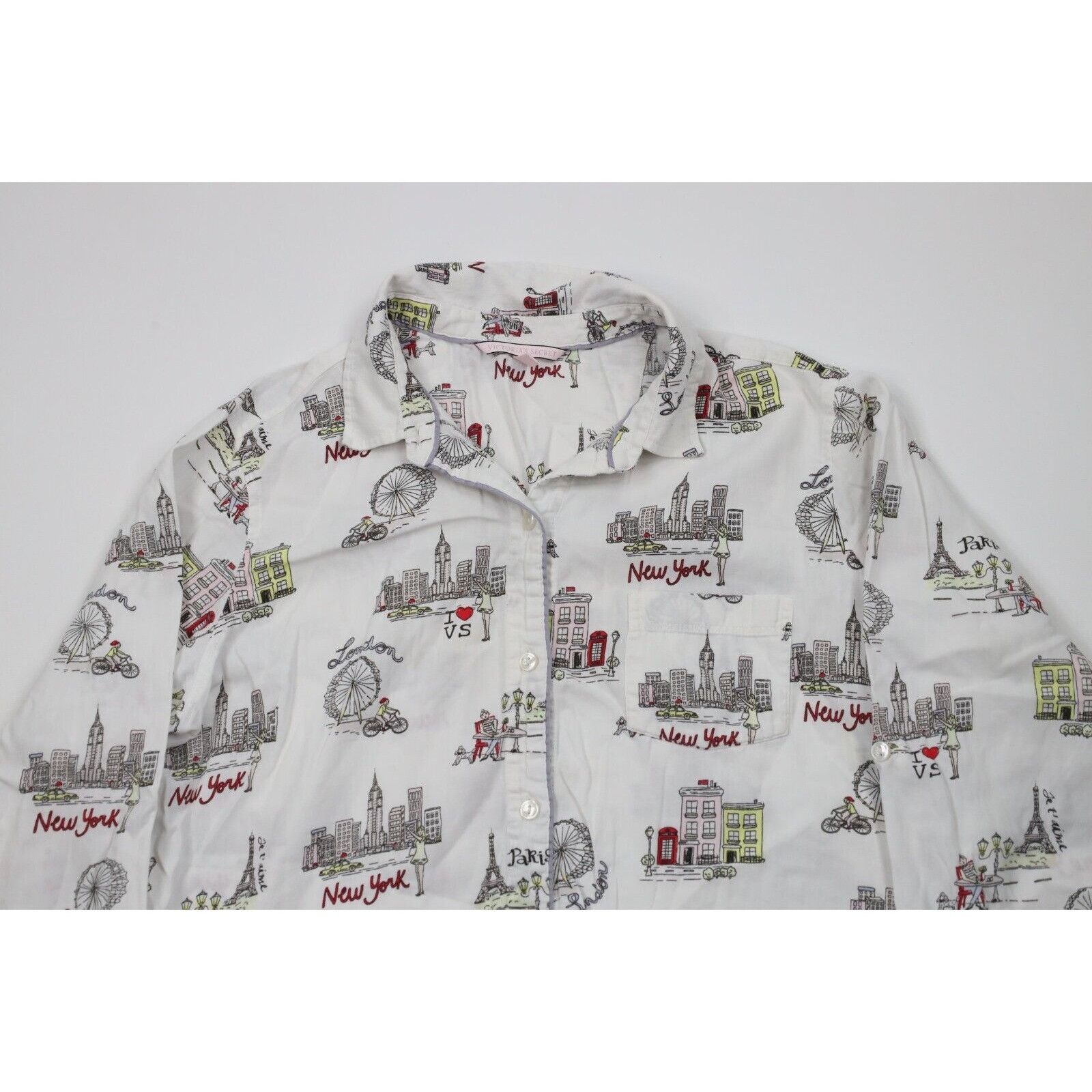 Victoria's Secret × Vintage Vintage Victorias Secret 2 Piece New York London Pajamas Size M / US 6-8 / IT 42-44 - 3 Thumbnail