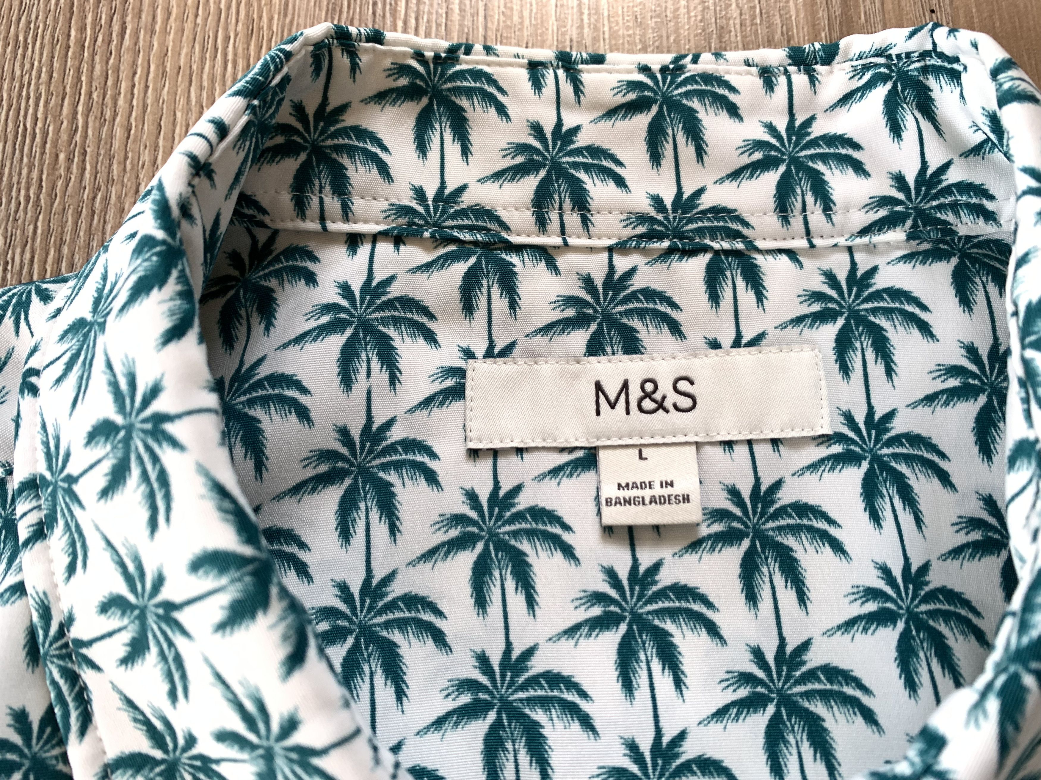 Marks & Spencer Marks & Spencer Cotton Palm Printed Hawaiian Shirt Size US L / EU 52-54 / 3 - 5 Thumbnail
