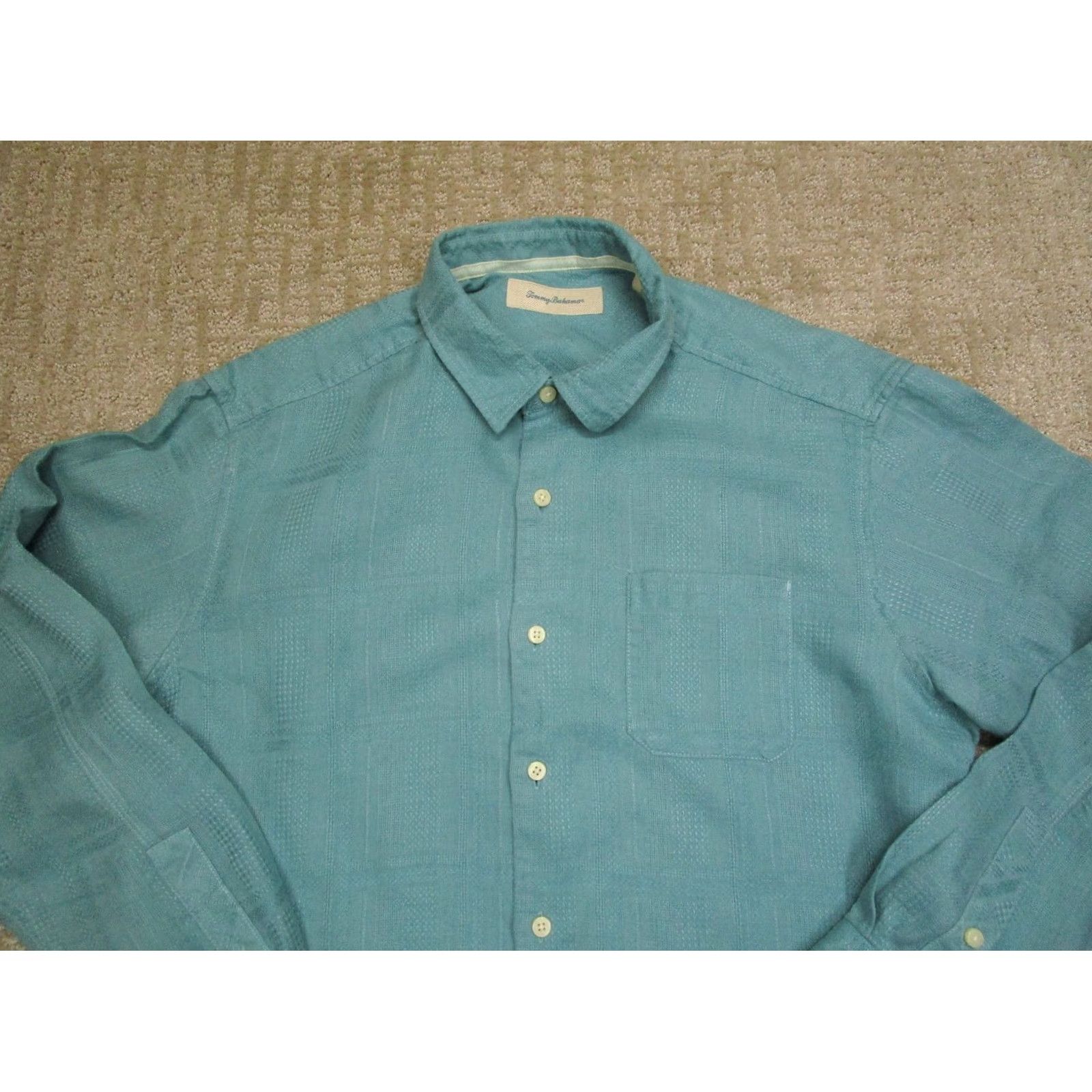 Tommy Bahama Tommy Bahama Shirt Men Large Green Linen Long Sleeve Button Down Casual Beach Size US L / EU 52-54 / 3 - 2 Thumbnail