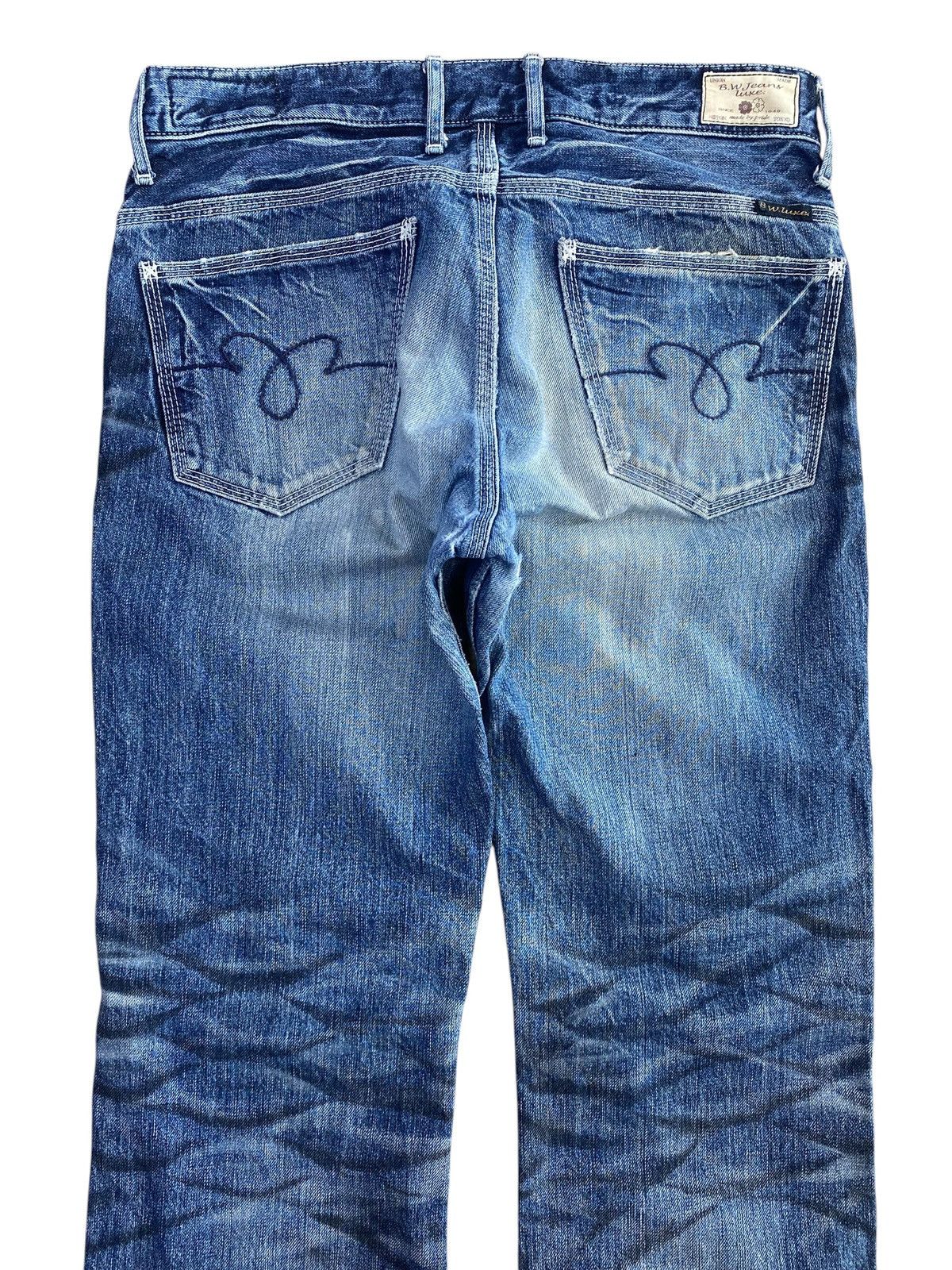 Japanese Brand Blueway Luxe Thunder Wash Ripped Style Flare Jeans Size US 32 / EU 48 - 4 Thumbnail