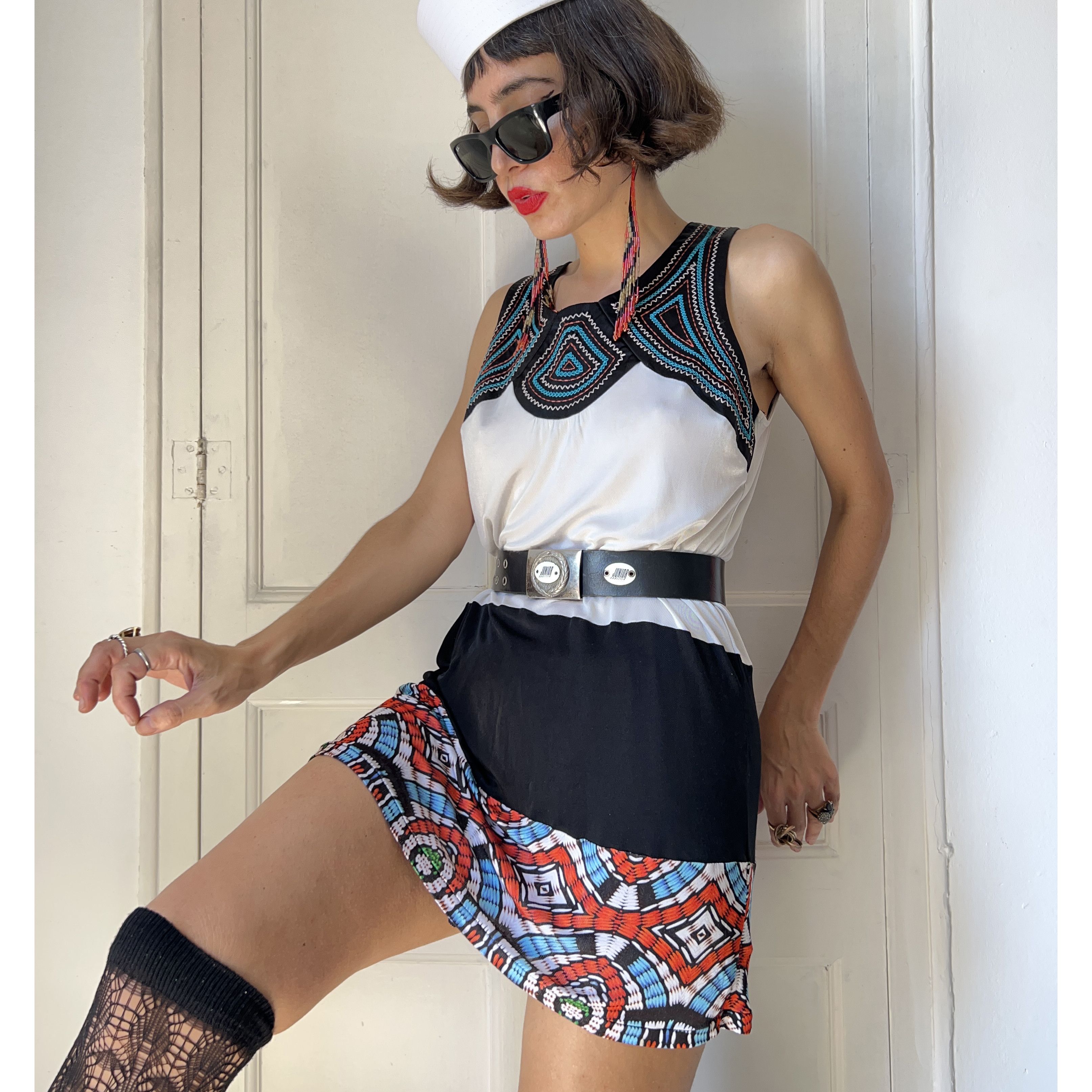 Custo Barcelona Y2K Custo Barcelona Graphic Mesh Shift Dress Size L / US 10 / IT 46 - 6 Thumbnail