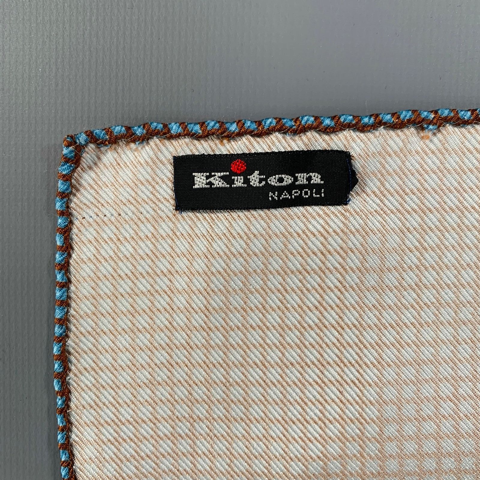Kiton KITON Brown Blue Squares Silk Pocket Square Size ONE SIZE - 2 Thumbnail