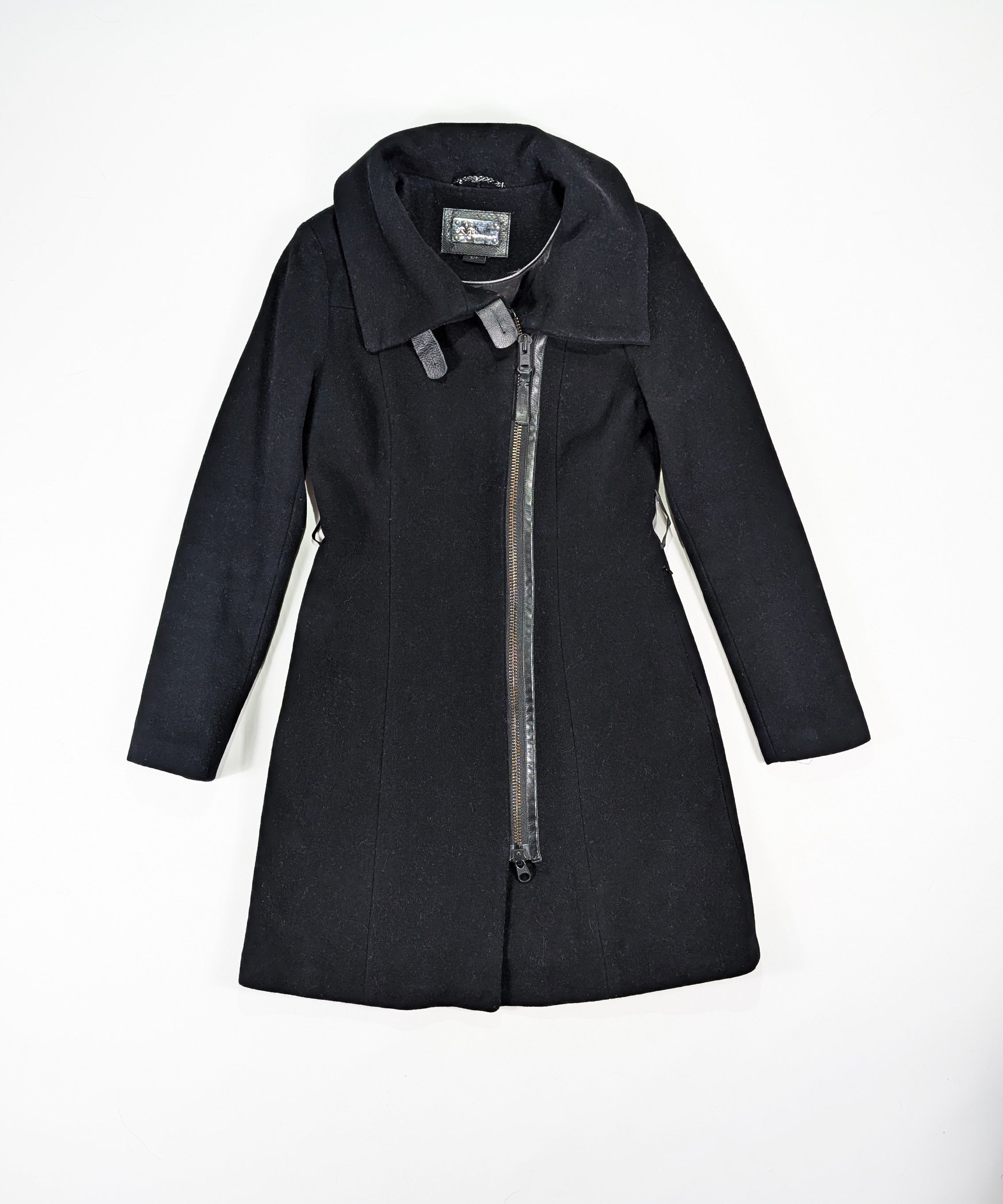 Mackage MACKAGE Wool Cashmere Leather Trim Black Coat Size S Size S / US 4 / IT 40 - 1 Thumbnail