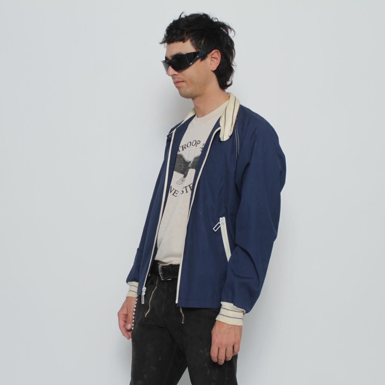 Vintage 70’S BLUE WITH WHITE CONTRAST TRIM LIGHTWEIGHT ZIP UP JACKET Size US M / EU 48-50 / 2 - 4 Thumbnail