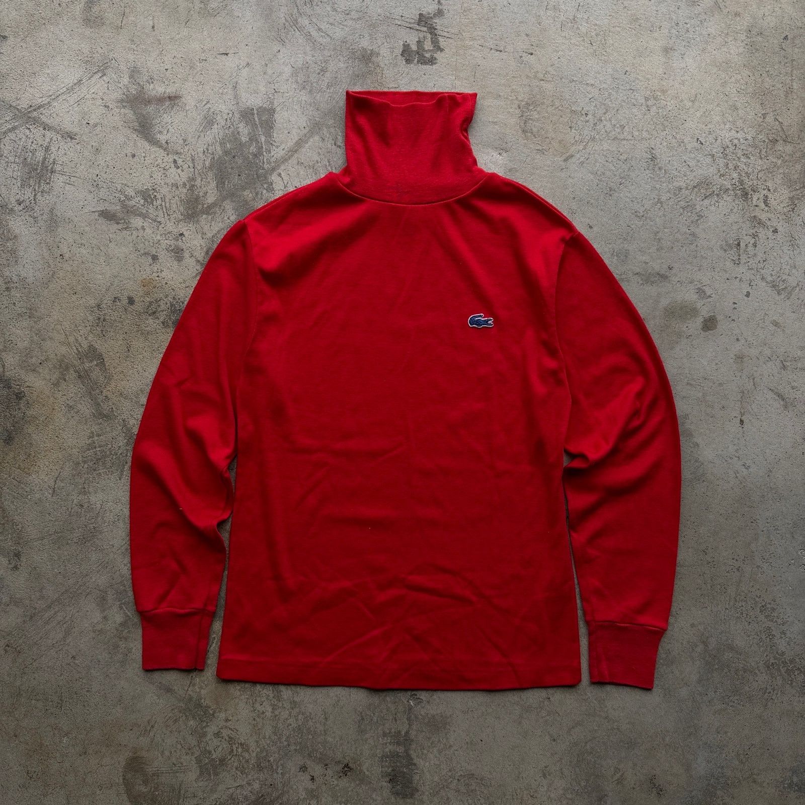 Lacoste Vintage 80s Izod Lacoste Red Mock Neck Turtleneck Shirt Size S / US 4 / IT 40 - 2 Thumbnail