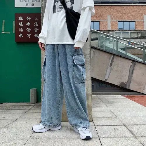 VIBE Blue Loose Cargo Jeans Size US 30 / EU 46 - 7 Thumbnail
