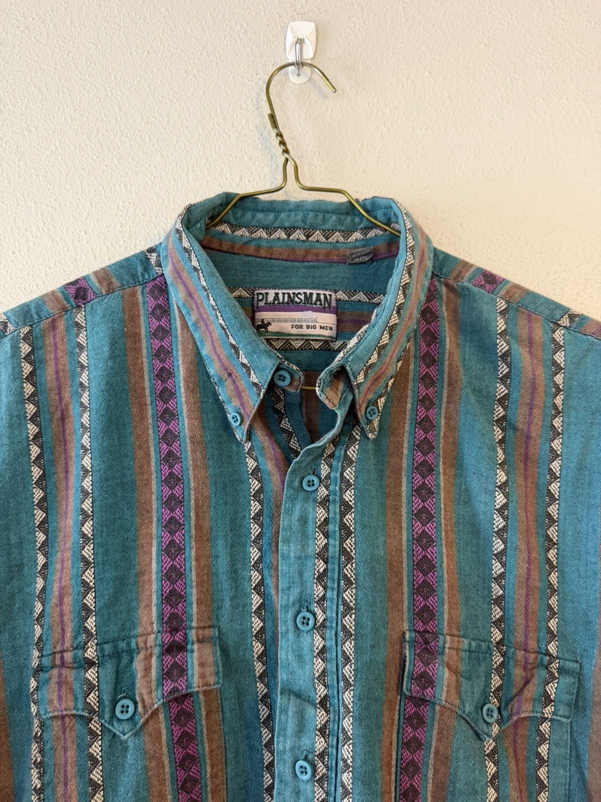Vintage vtg 90s aztec vertical striped button down shirt Size US XL / EU 56 / 4 - 3 Thumbnail