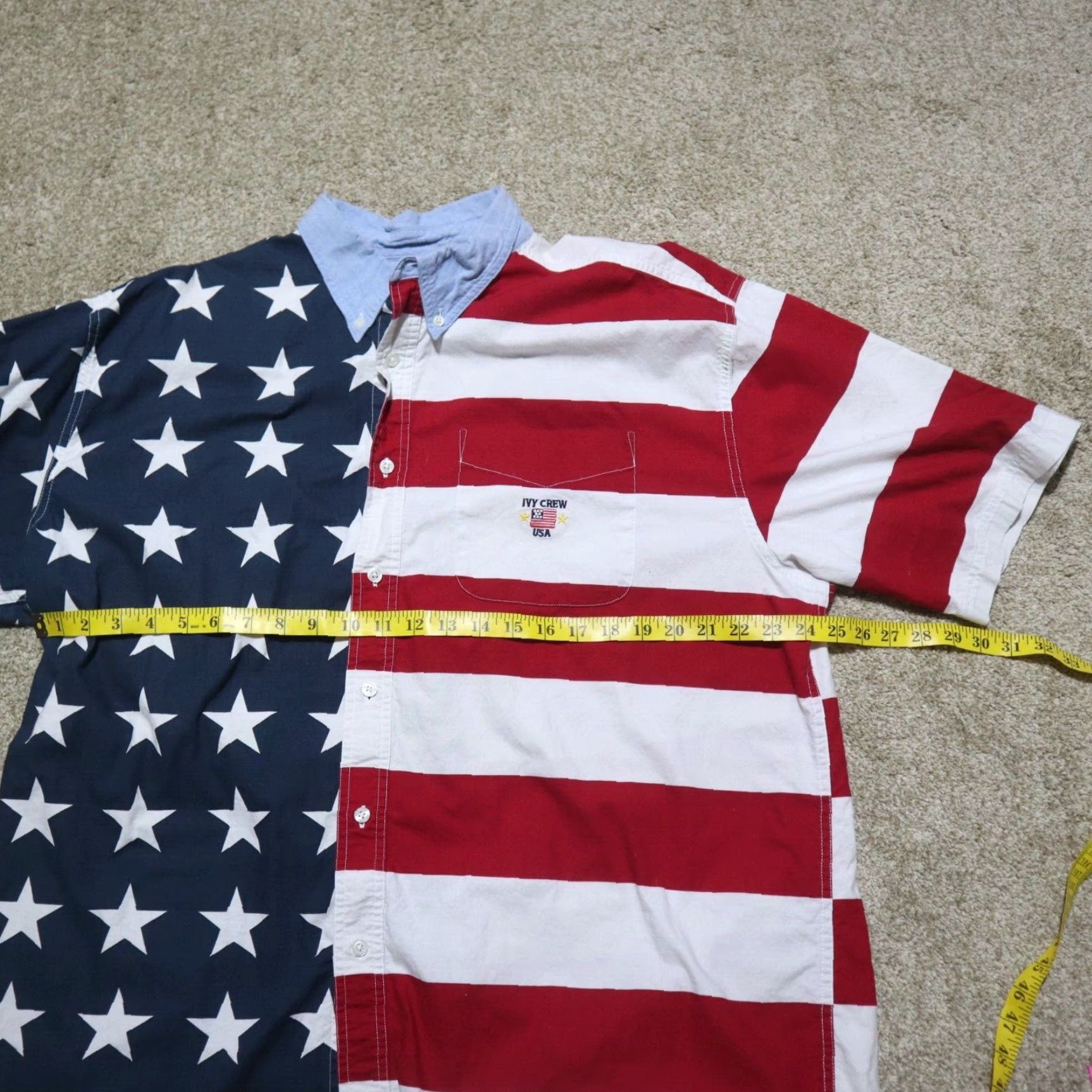 Vintage Ivy Crew Shirt Mens 2XL USA American Flag Stars & Stripes Button Front Down Size US XXL / EU 58 / 5 - 5 Thumbnail