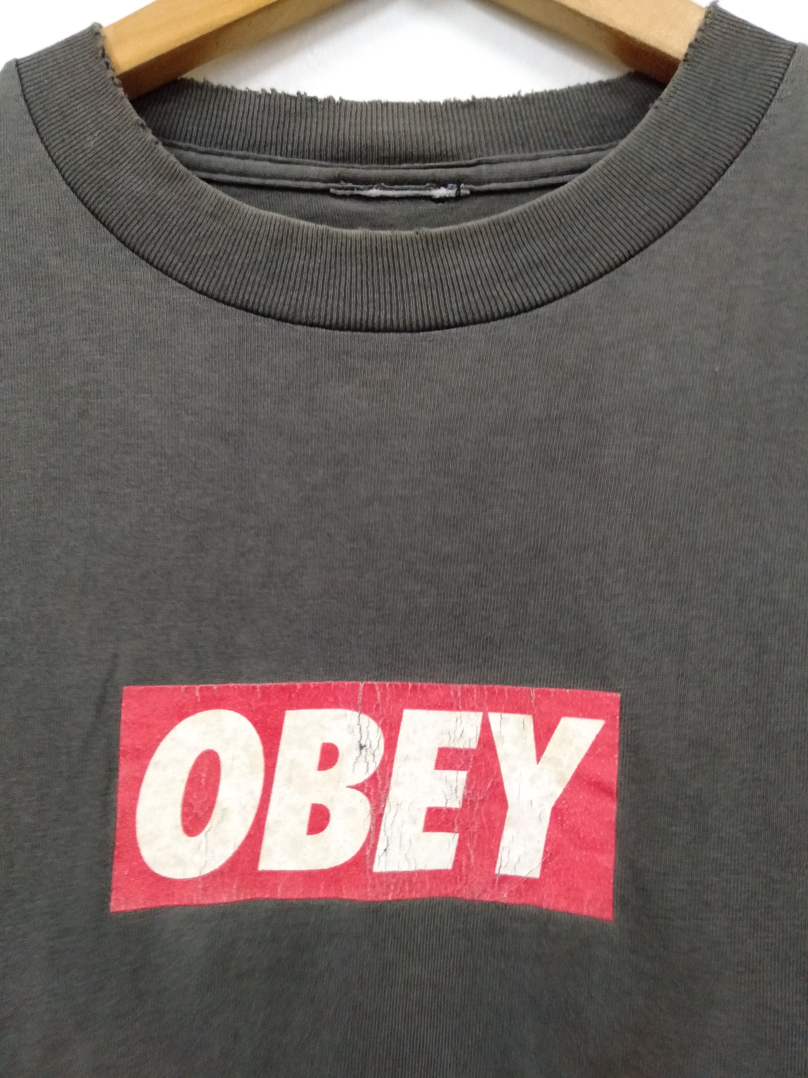 Obey Vintage 90s Obey Box logo longsleeve distressed t shirt Size US M / EU 48-50 / 2 - 4 Thumbnail