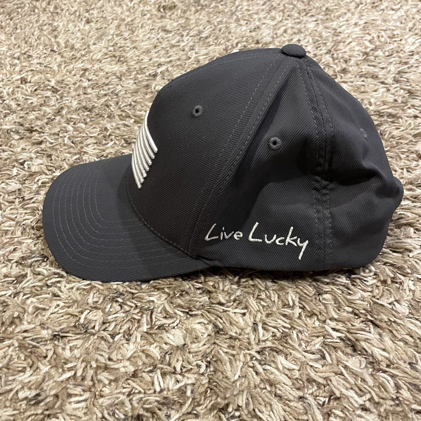 Vintage Black Clover Hat Snap Back One Size Grey American Flag Live Lucky Baseball Mens Size ONE SIZE - 4 Thumbnail
