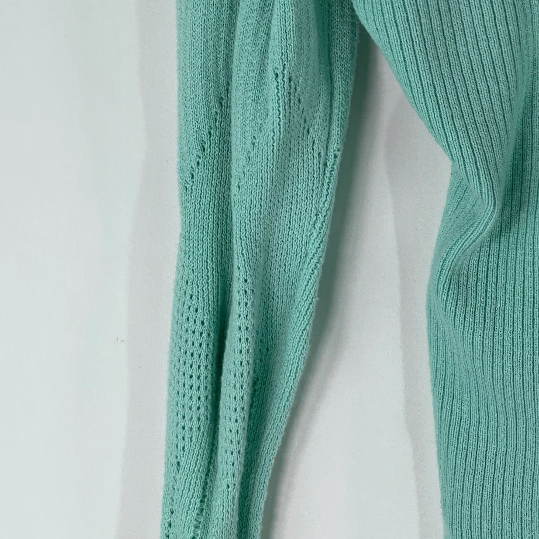 Vintage Guess Collection Cardigan Women Large Turquoise Blue 100% Cotton Knit Sweater Solid Button V-Neck Casual Womens Size L / US 10 / IT 46 - 5 Thumbnail