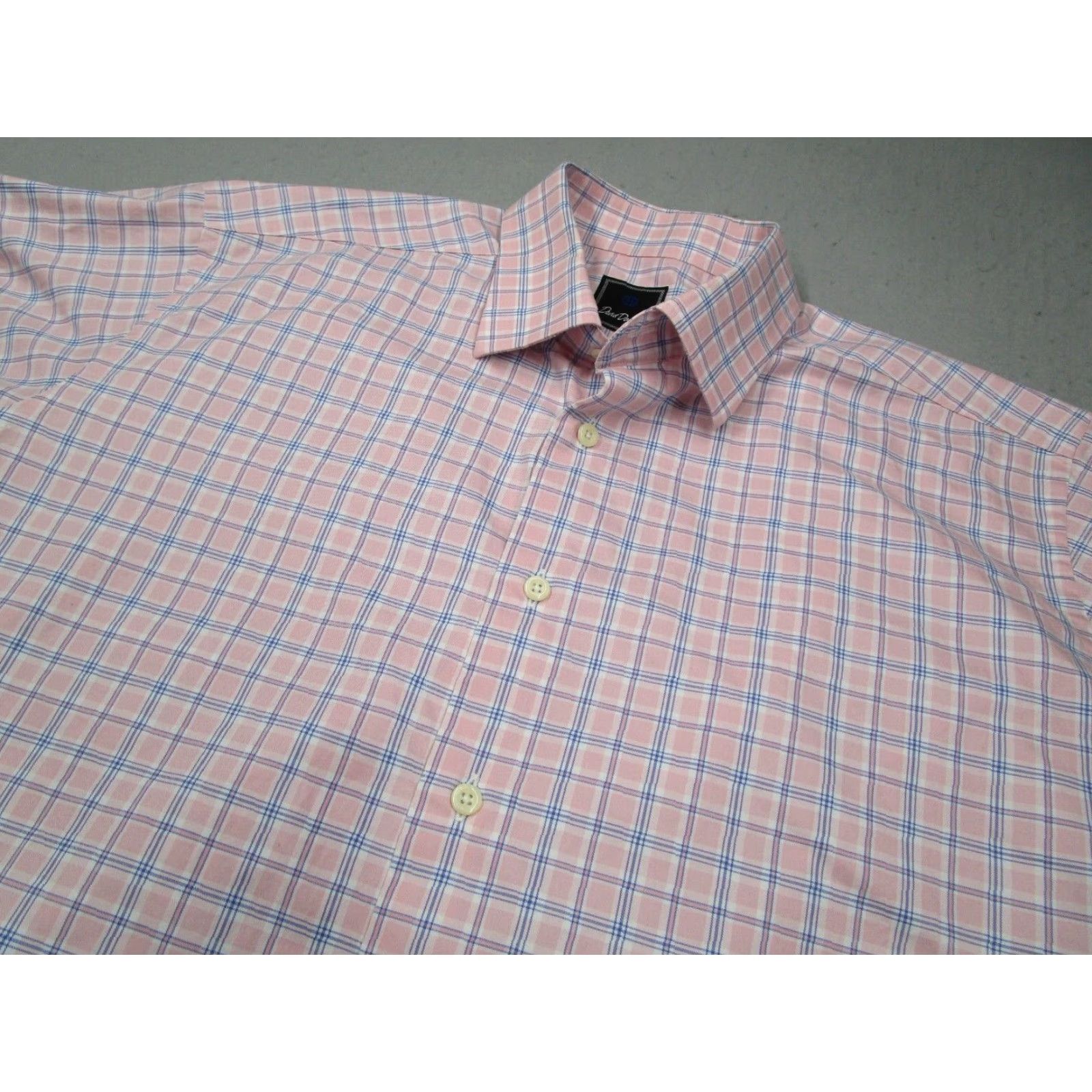 David Donahue VINTAGE David Donahue Dress Shirt Men 17 34 Pink Check Long Sleeve Business Casual Wedding Designer Size 34R - 2 Thumbnail