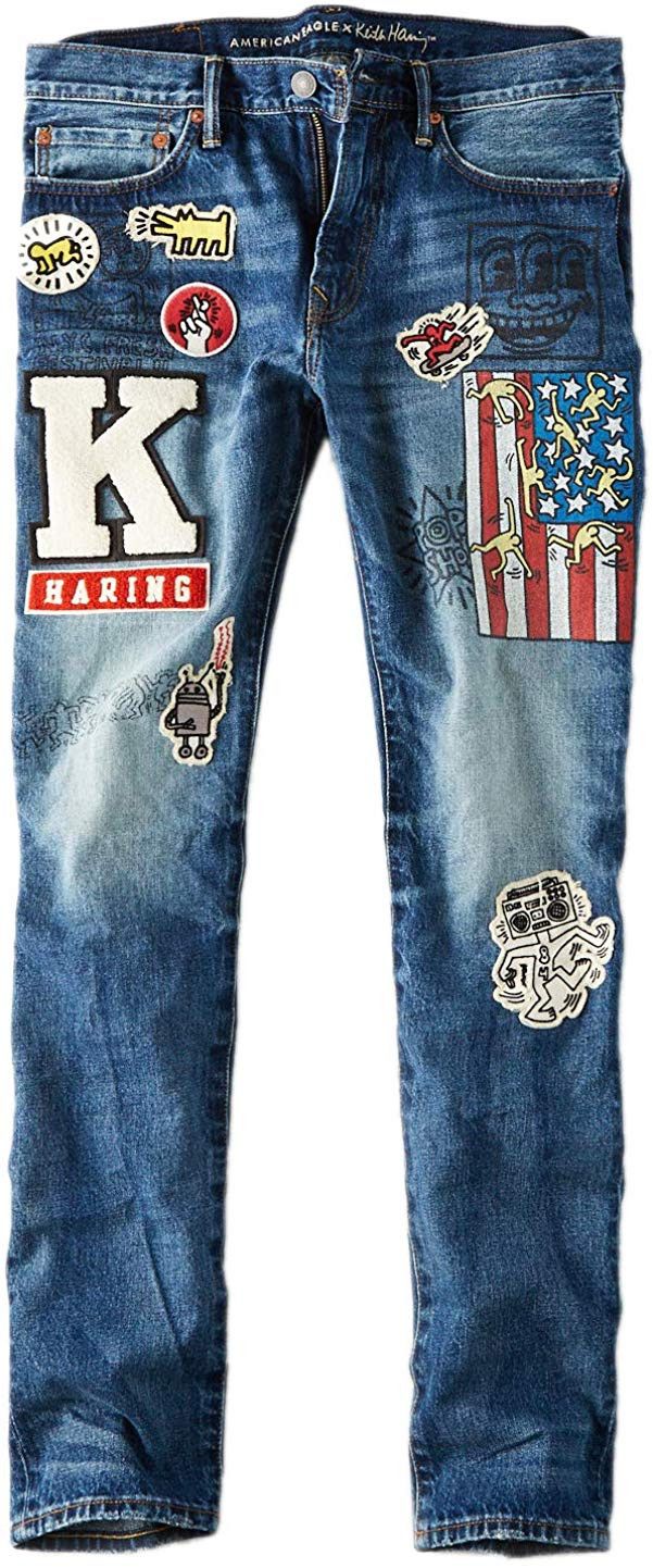 Keith Haring KEITH HARING PATCHES GRAPHICS MEN'S SLIM FIT JEANS Size US 28 / EU 44 - 1 Thumbnail
