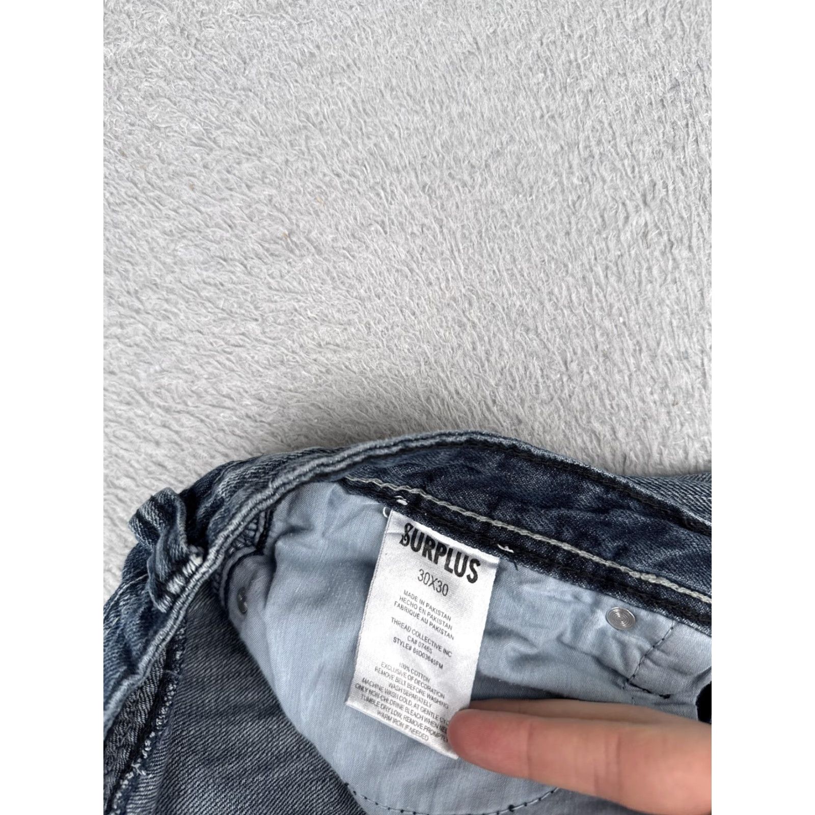Denime Surplus Jeans Mens 30x30 Blue Denim Straight Leg Embroidered Contrast Stitch Bagged Back Pockets Size US 30 / EU 46 - 7 Thumbnail
