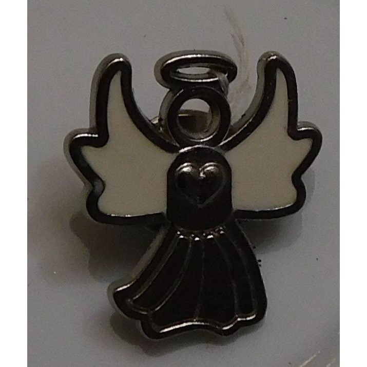 Other Angel Heart Silver Tone Lapel Pin With White Enamel Accents Size ONE SIZE - 2 Thumbnail