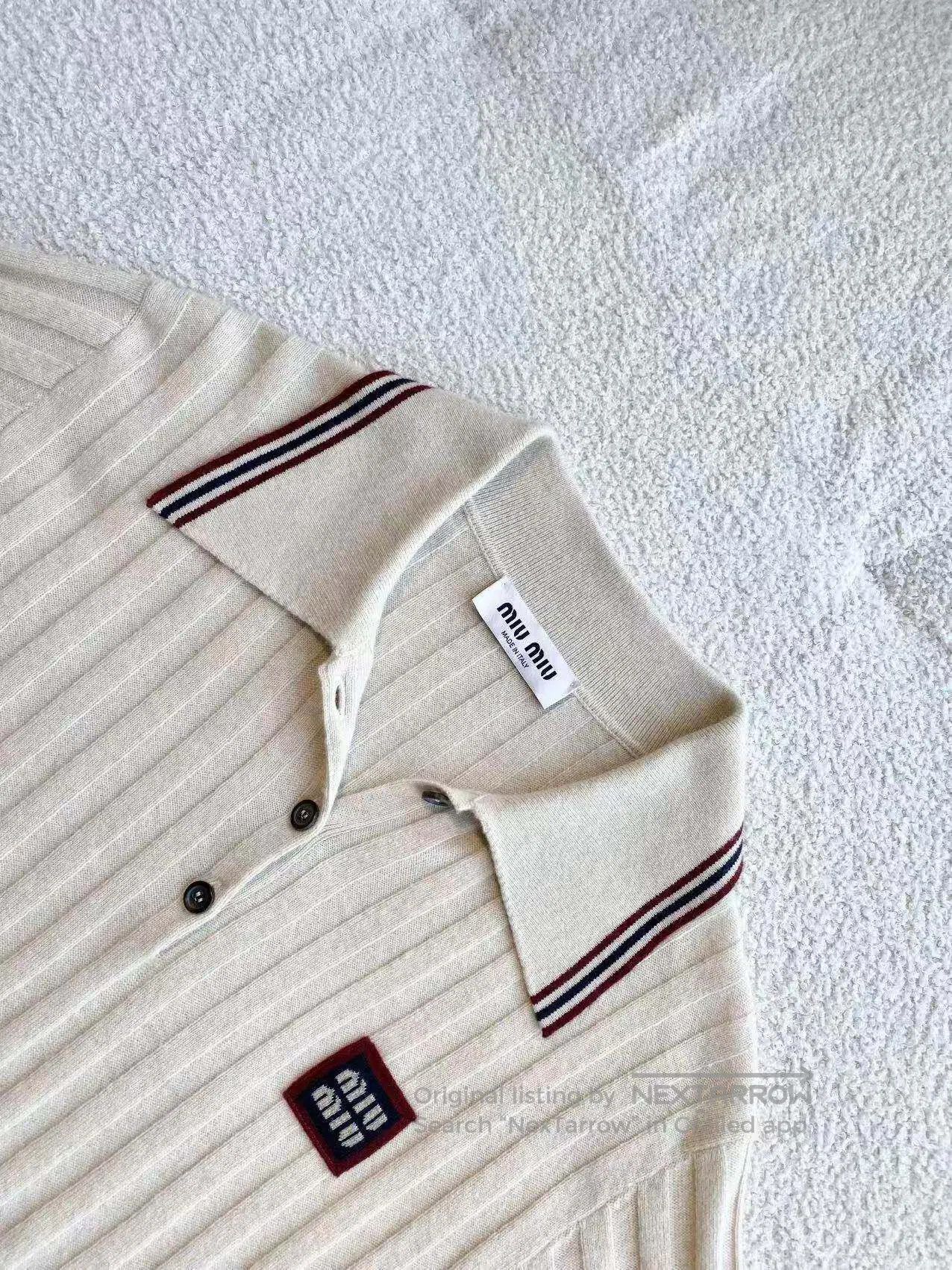 Miu Miu Miu Miu Letter Logo print short-sleeved polo shirt| Size XS / US 0-2 / IT 36-38 - 4 Thumbnail