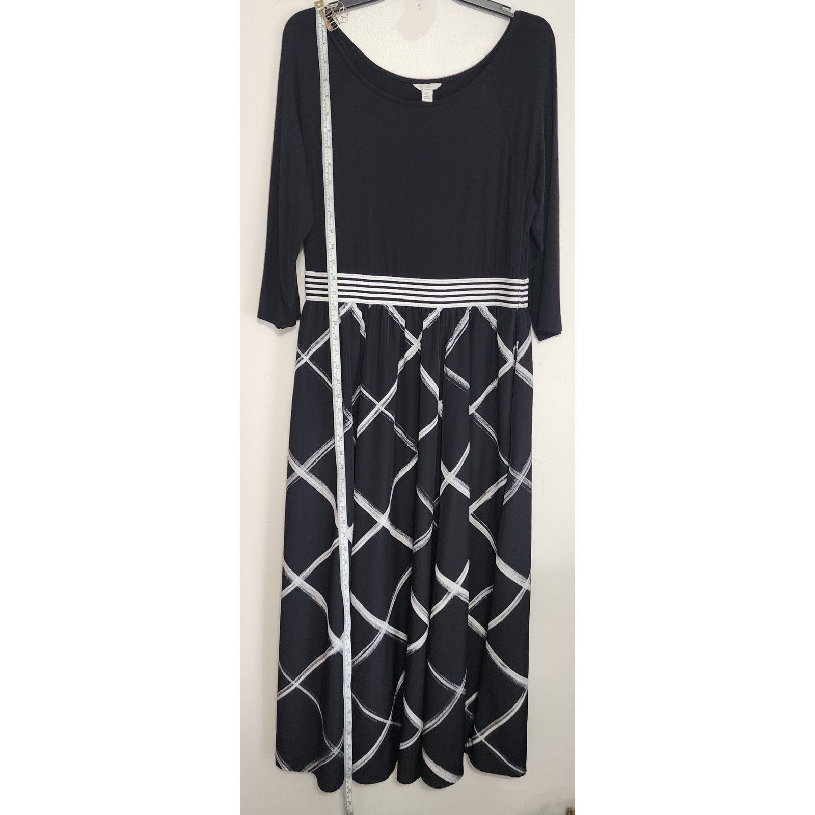 Other C EST. 1946 Black White Geometric Maxi Dress Petite Large Size L / US 10 / IT 46 - 3 Thumbnail