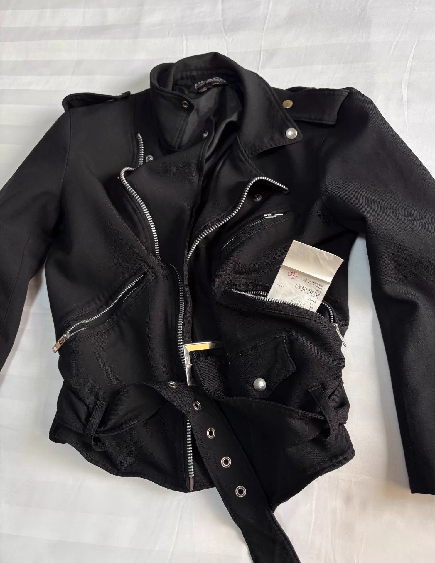 Comme des Garcons CDG Black Pleated Biker Jacket with Curved Zippers Size US M / EU 48-50 / 2 - 3 Thumbnail
