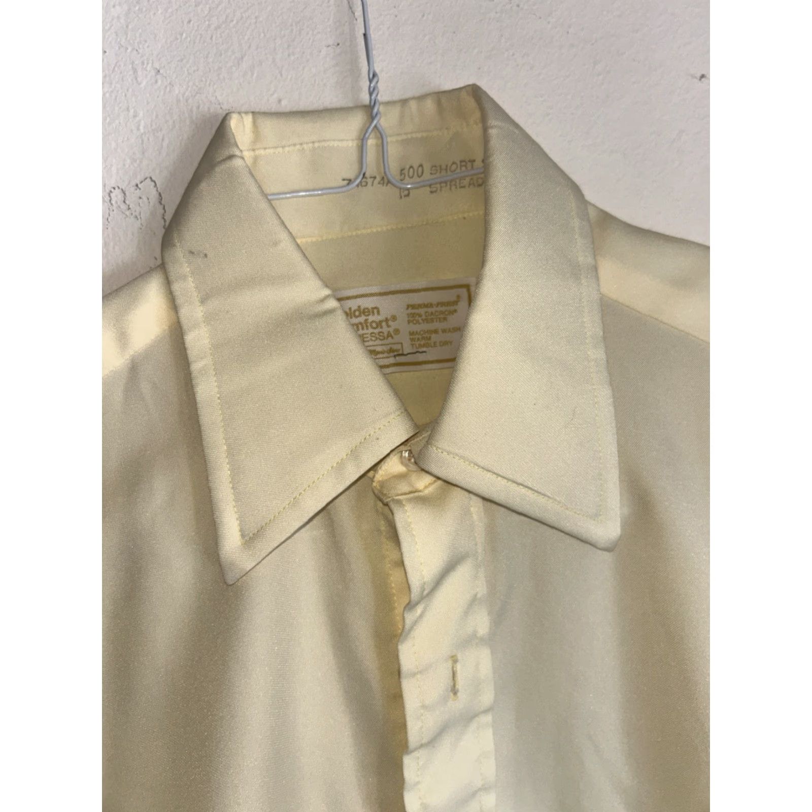Sears Sears Mens Store Shirt Yellow Size 15 Solid Button-Up Collared Long Sleeve Regular Mens Size US M / EU 48-50 / 2 - 2 Thumbnail