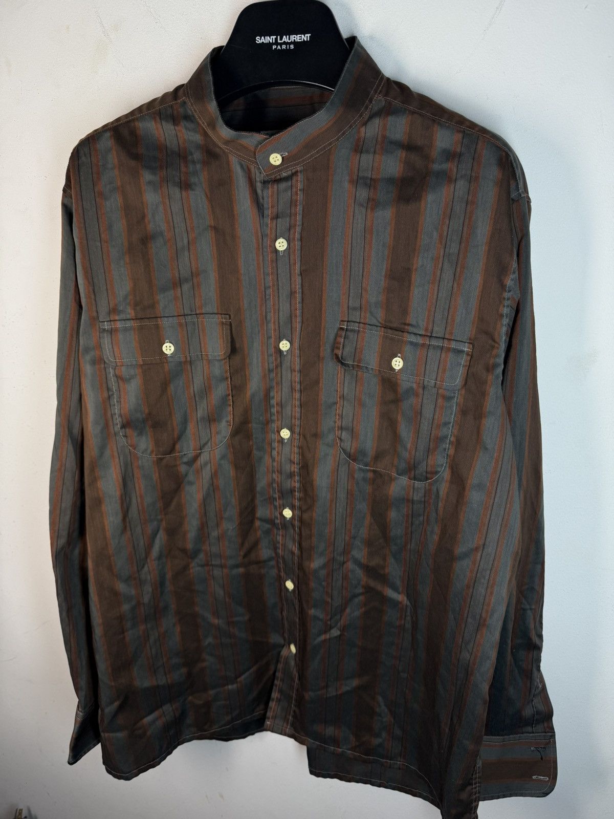 Yves Saint Laurent 90s Brown YSL Shirt Longlseeve France YSL Dress Shirt Size US L / EU 52-54 / 3 - 1 Thumbnail