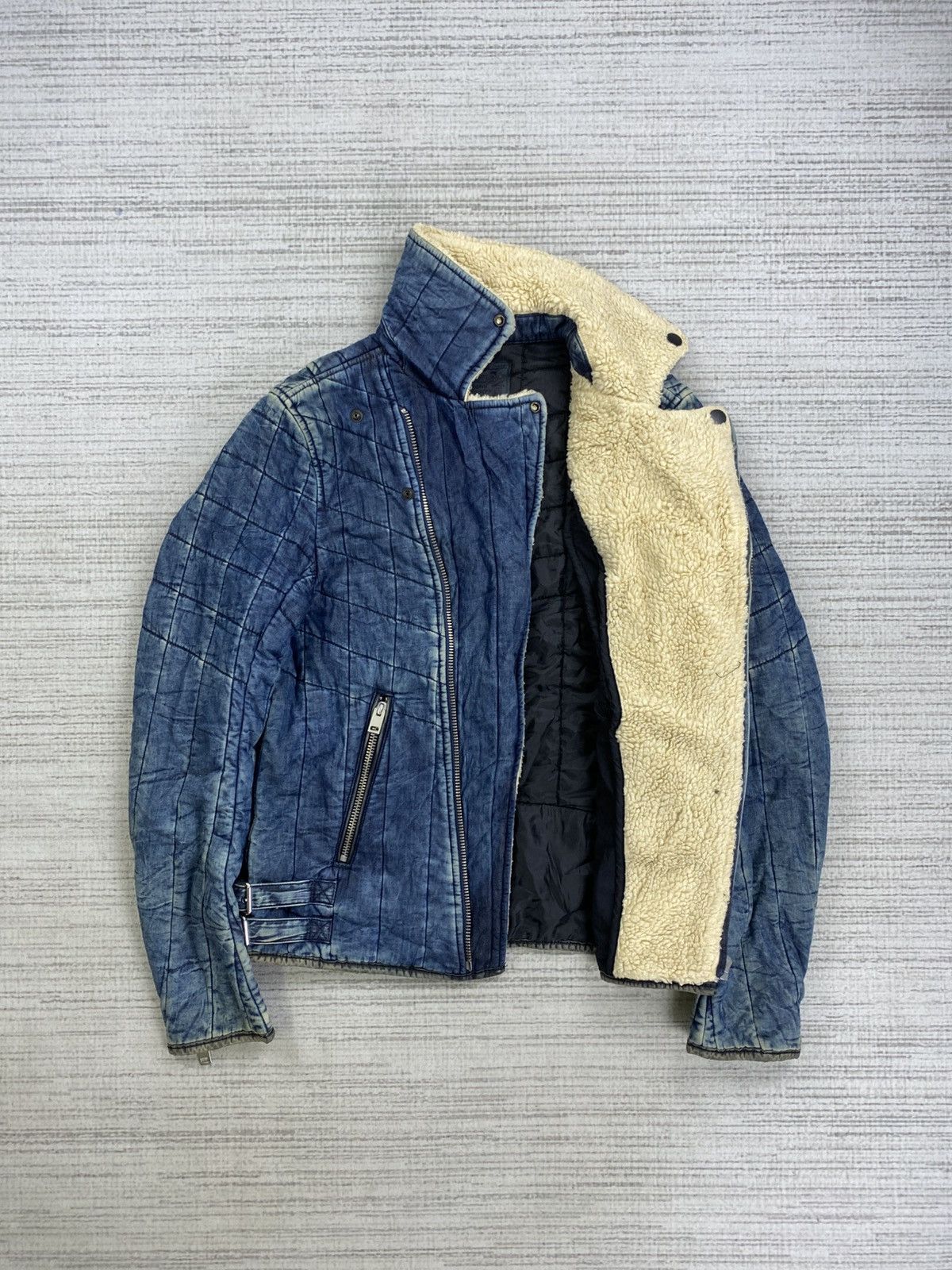 Diesel 🔥STEALS Diesel Industry Double Collar Sherpa Biker Jacket Size US M / EU 48-50 / 2 - 7 Thumbnail