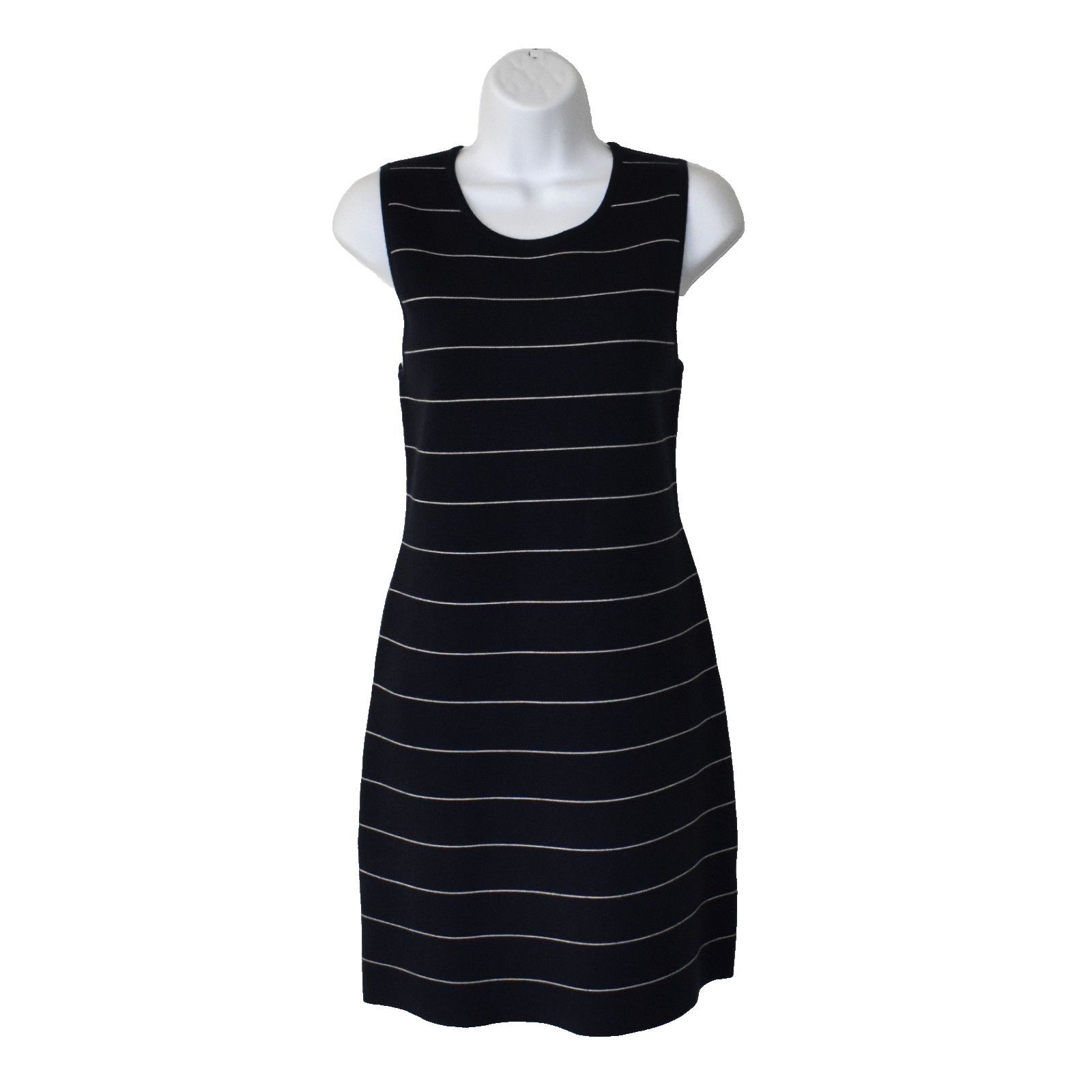 Theory THEORY Navy Blu Wool Blend Striped Sleeveless Sheath Dress S Size S / US 4 / IT 40 - 1 Thumbnail