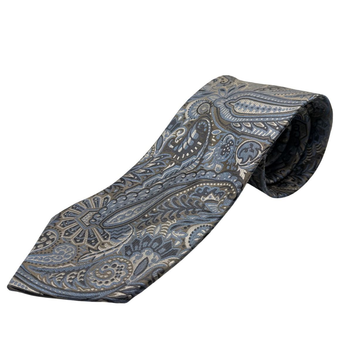 Other Beau Brummel Silk Tie, Blue & Taupe Paisley, Like New Size ONE SIZE - 1 Thumbnail