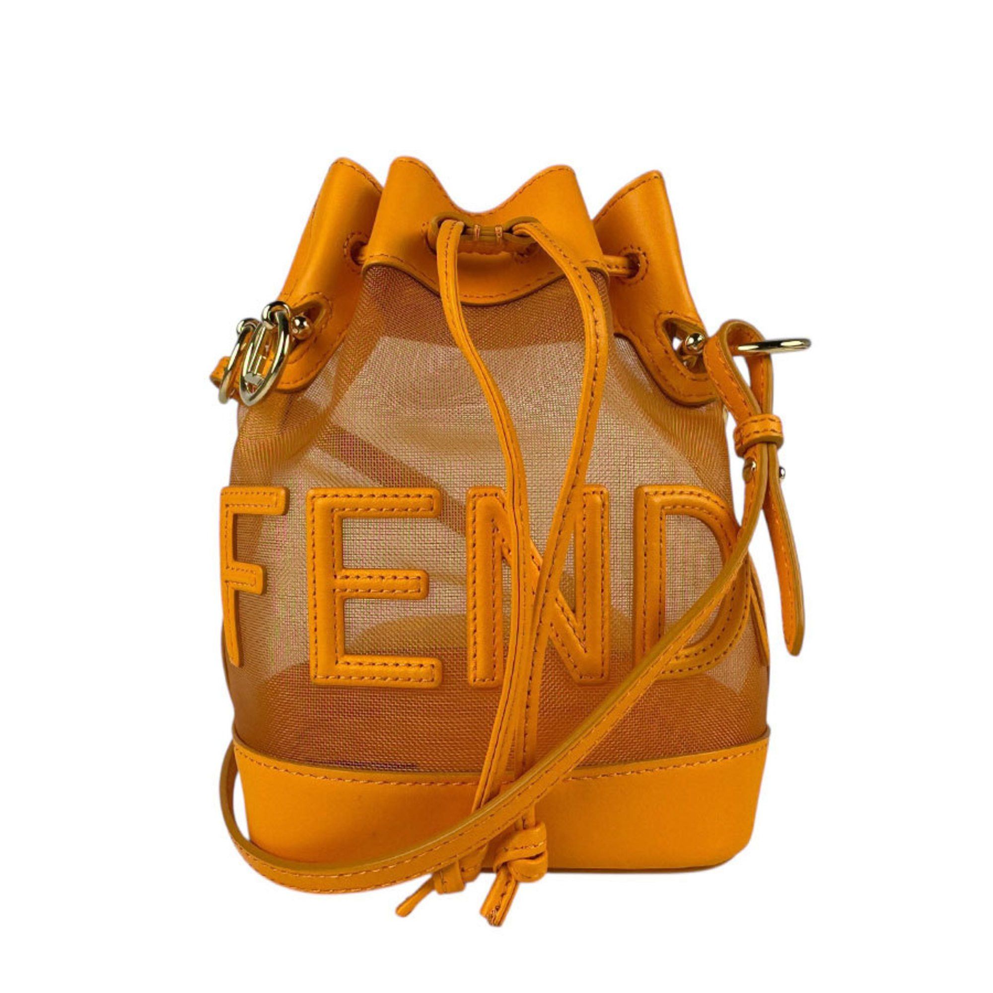 Fendi Shoulder Bag Handbag Montresor Mini Leather Mesh Orange Ladies 8Bs010-Aays Z5146, Women's