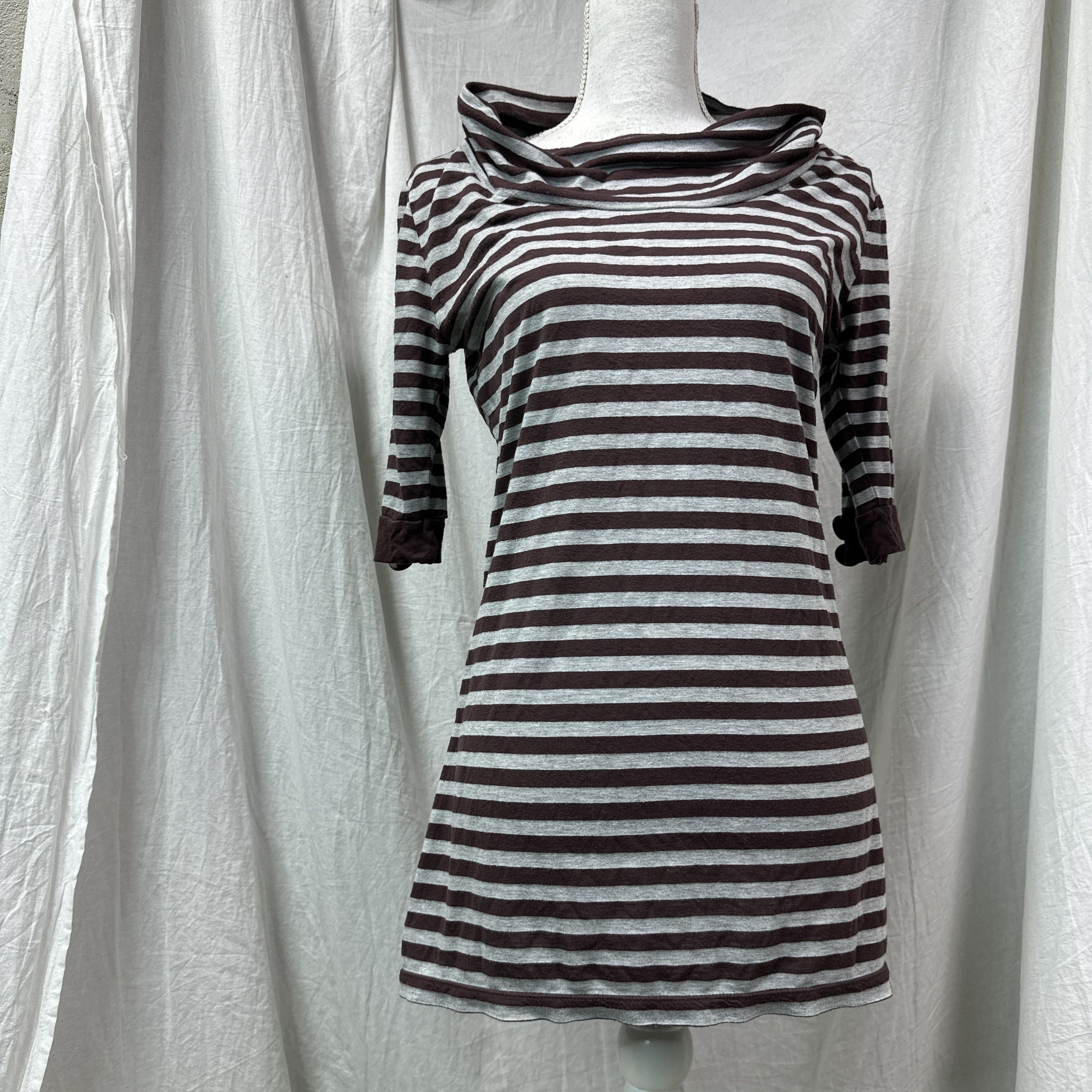 Vintage Vintage Avant Garde Grunge Striped Big Collar Top 00s Size M / US 6-8 / IT 42-44 - 8 Thumbnail