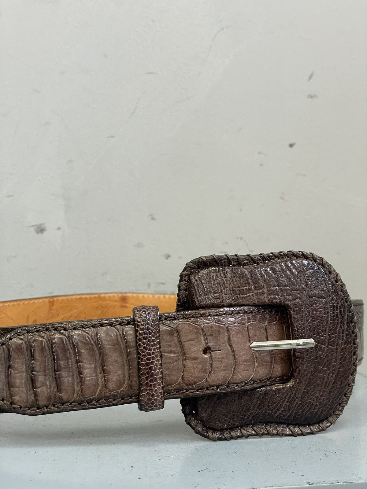 14th Addiction Rare 14th addiction ostrich leather reptiles house belt Size ONE SIZE - 7 Thumbnail