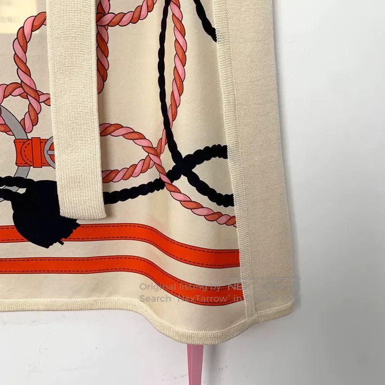 Hermes Hermes Beige Rope Tie Print Silk Asymmetrical Skirt Size 24" / US 00 / IT 34 - 4 Thumbnail