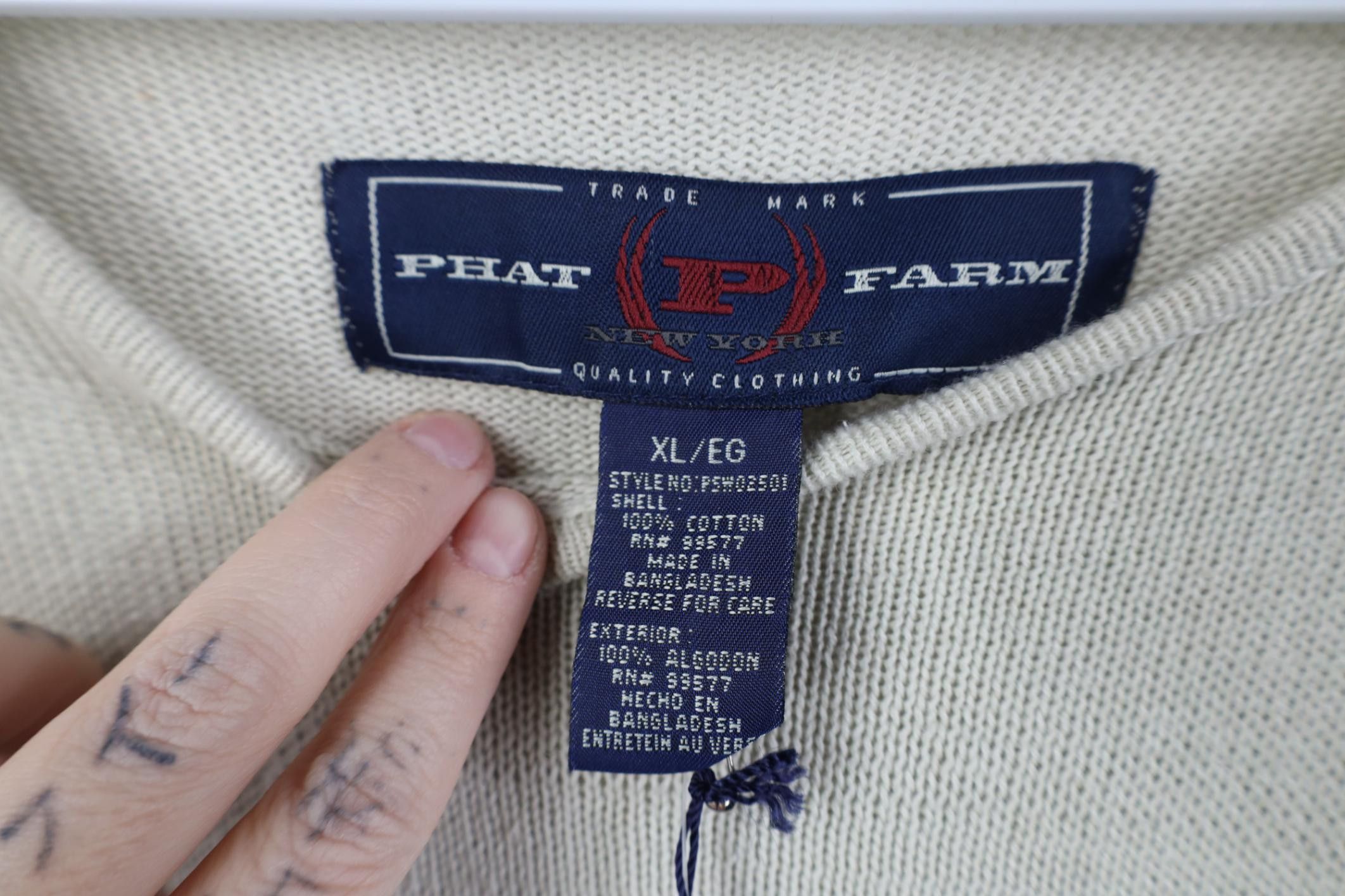 Phat Farm Deadstock Vintage 90s Y2K Phat Farm Script Marled Sweater Size US XL / EU 56 / 4 - 6 Thumbnail