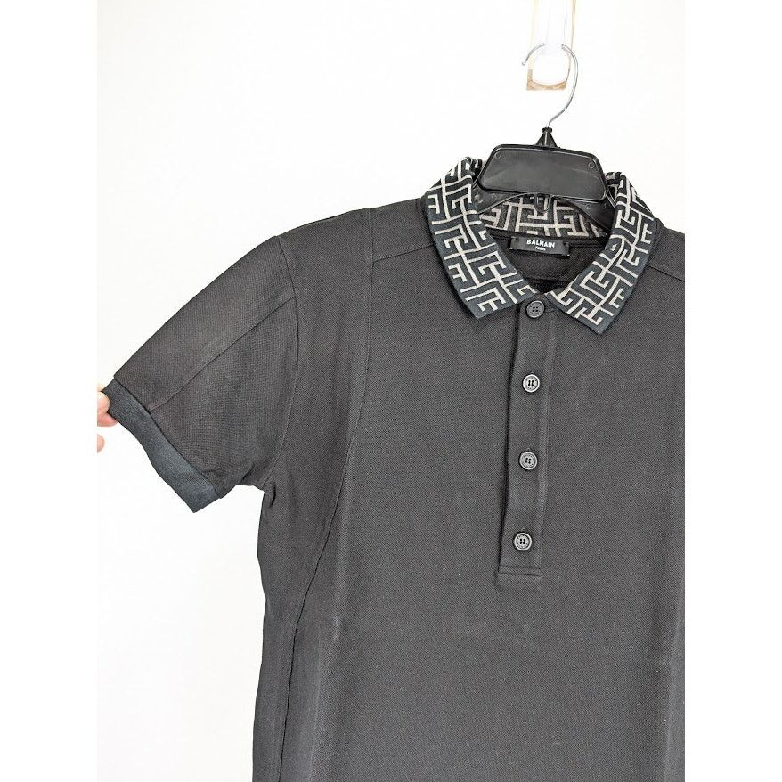 Balmain o1rshd1 Q:2 / Classic Polo with Monogram Logo Collar Black Size US M / EU 48-50 / 2 - 7 Thumbnail