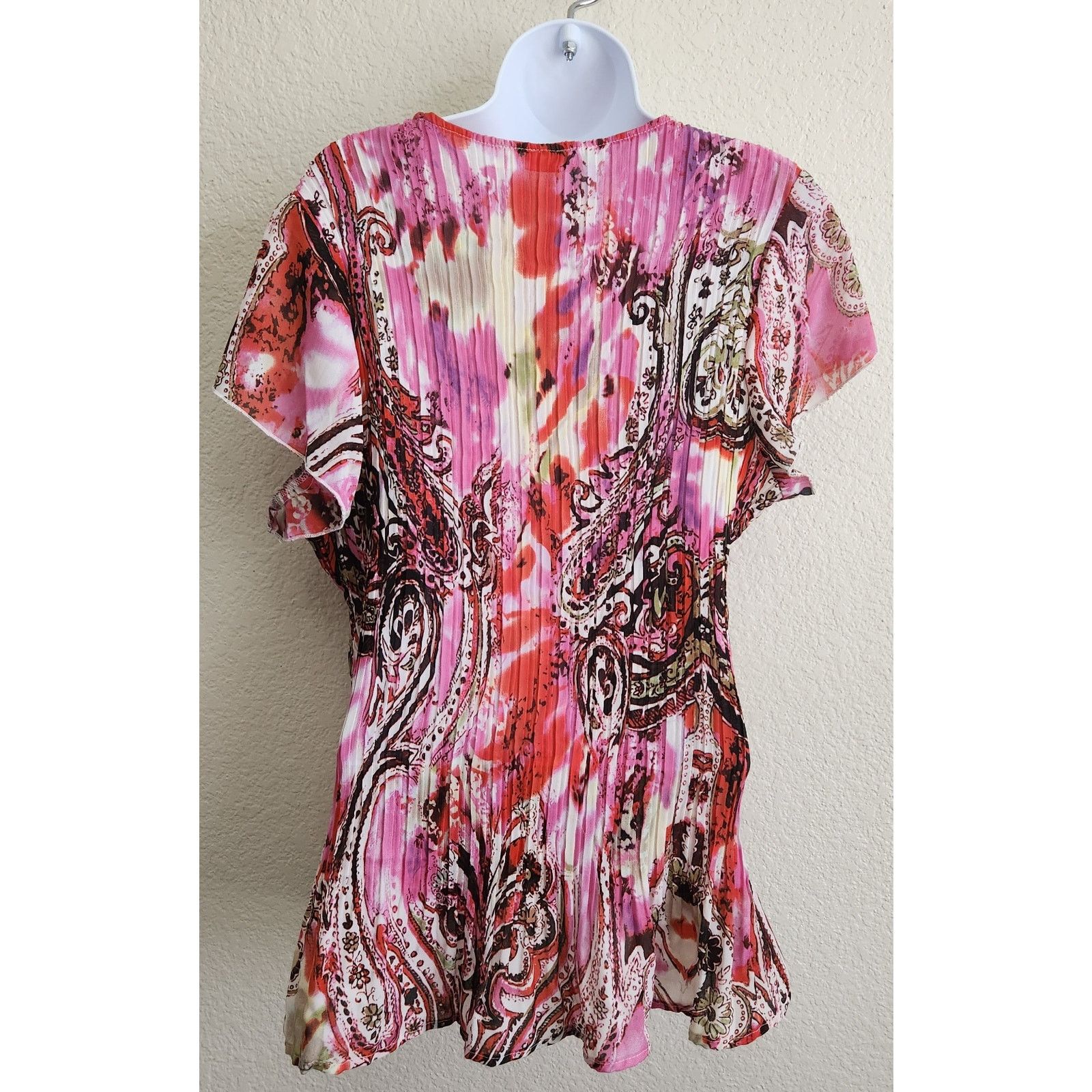 Other Cato Pink Purple Accordion Pleated Button Up Top 18W 20W Size XXL / US 16-18 / IT 52-54 - 4 Thumbnail