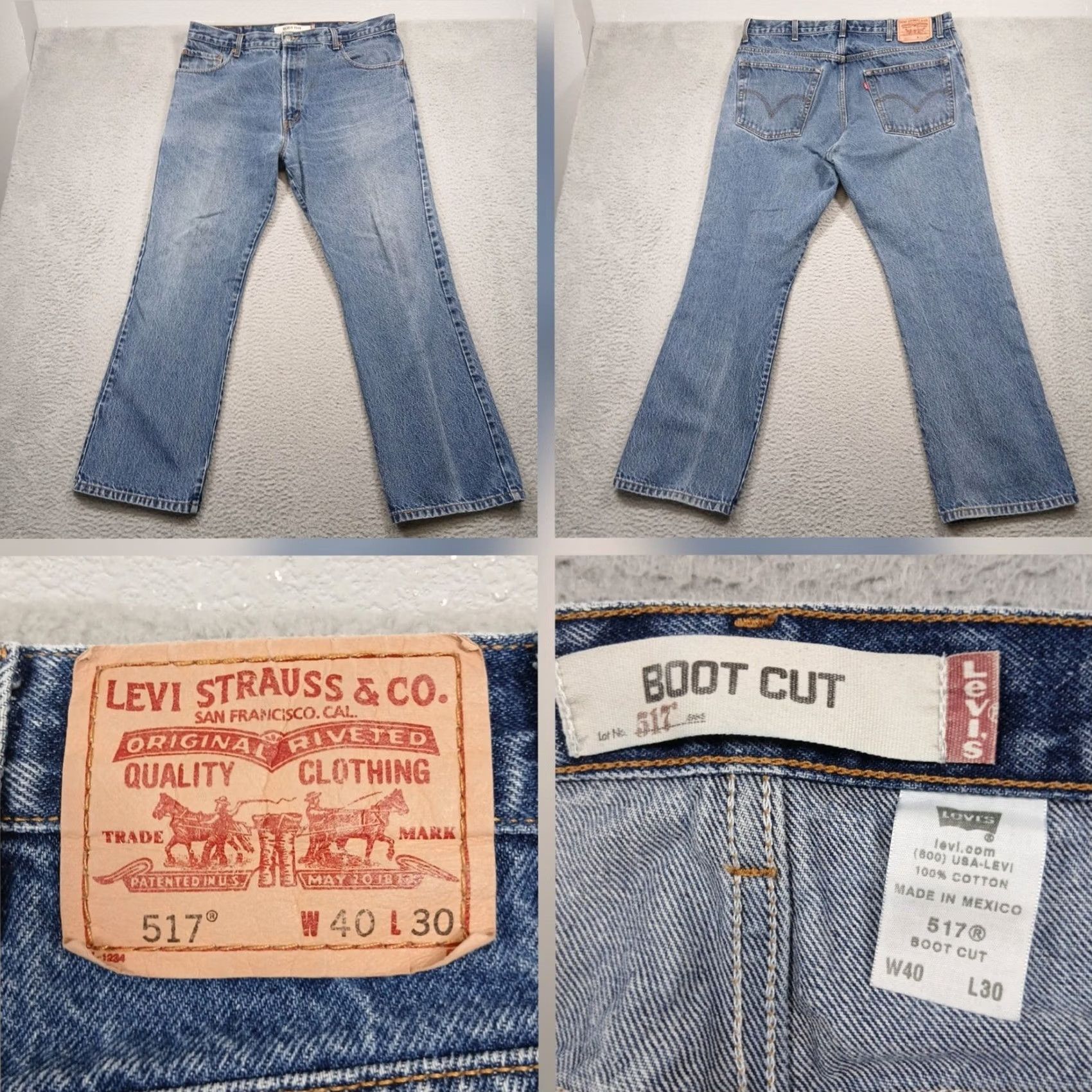 Levi's Levi's 517 Bootcut Jeans Mens W40 L30 Blue Denim Classic Fit Straight Slant Size US 40 / EU 56 - 2 Thumbnail