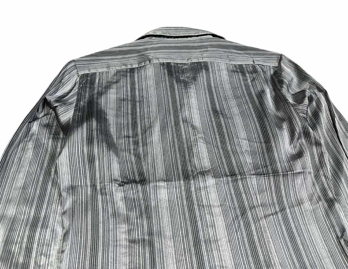 5351 POUR LES HOMMES 🔥Y2K Tornado Mart Shirt Striped Metallic Silver Steampunk Size US M / EU 48-50 / 2 - 11 Thumbnail