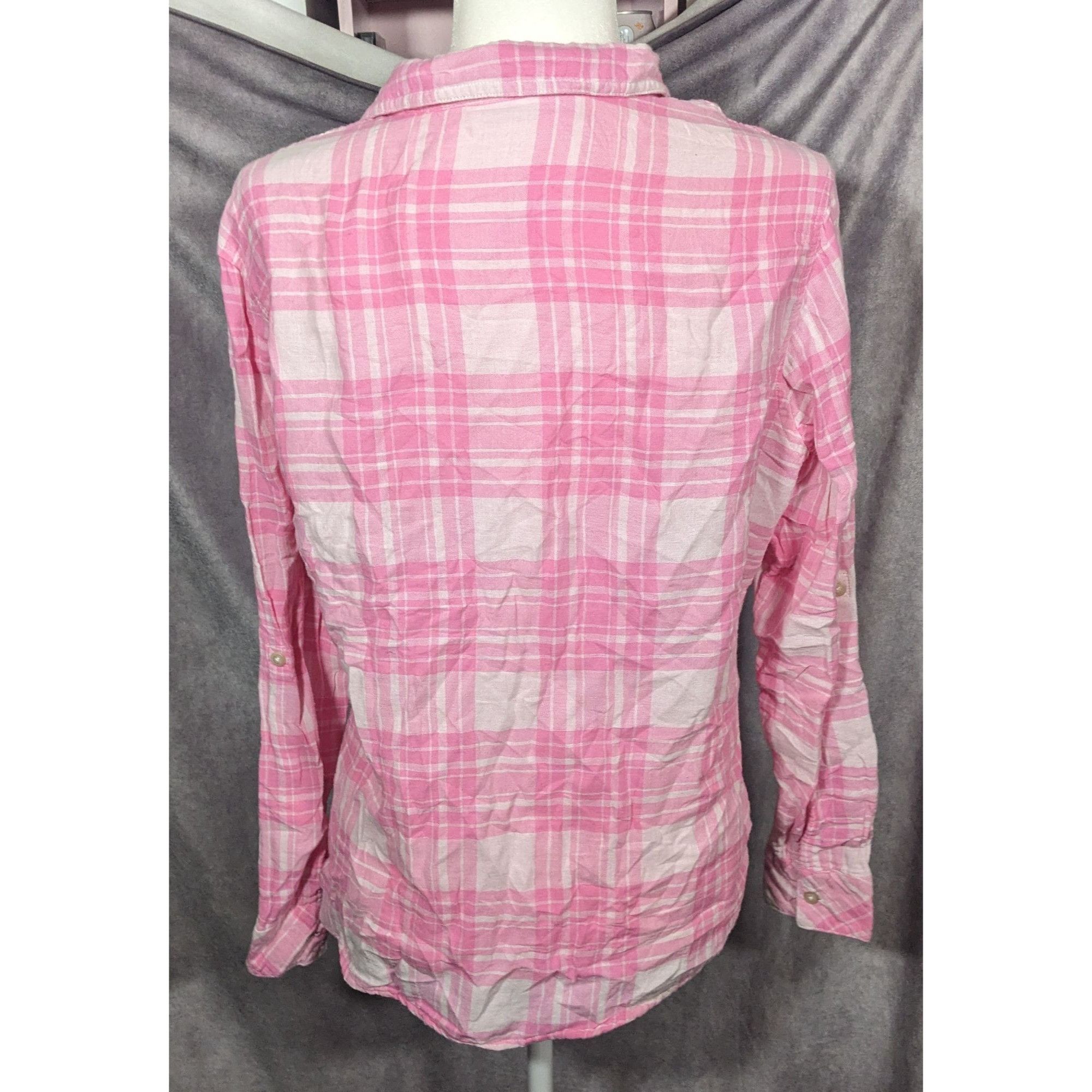 Lee Riders By Lee Indigo Pink And White Plaid Button Top Size L / US 10 / IT 46 - 8 Thumbnail