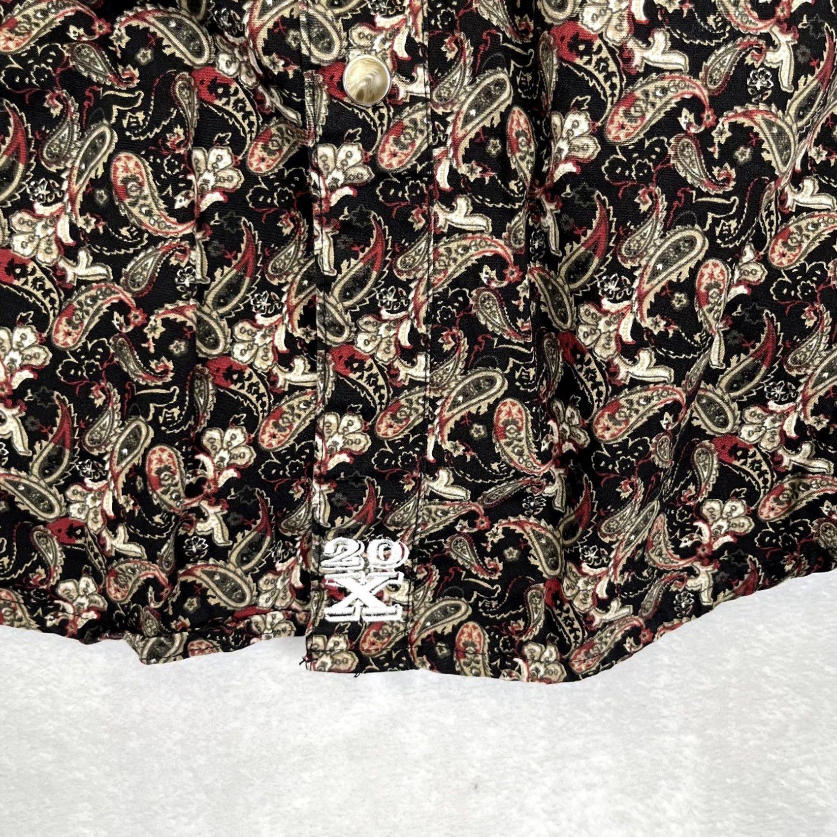 Vintage Twenty X Shirt Mens Large Black Paisley Long Sleeve Casual Snap Front Western Size US L / EU 52-54 / 3 - 2 Thumbnail