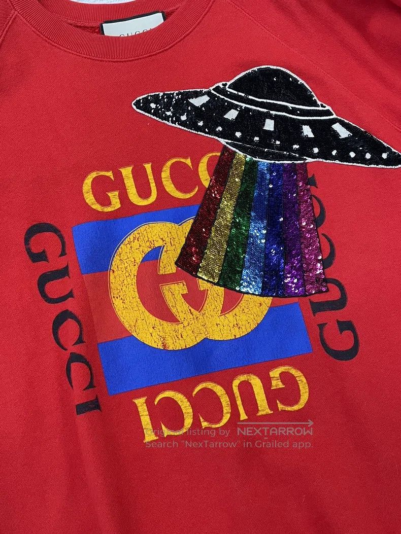 Gucci Gucci Red sequin flying saucer letter logo sweatshirt Size S / US 4 / IT 40 - 2 Thumbnail