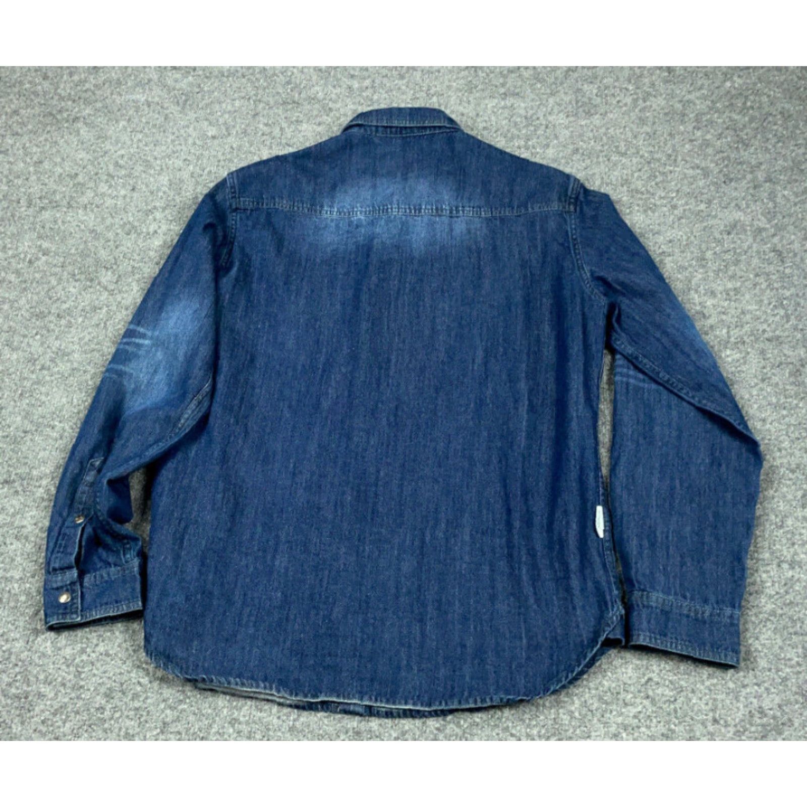 Denime Western Style Shirt Adult XL Dark Blue Denim Snap Button Rockabilly Workwear Size US XL / EU 56 / 4 - 2 Thumbnail