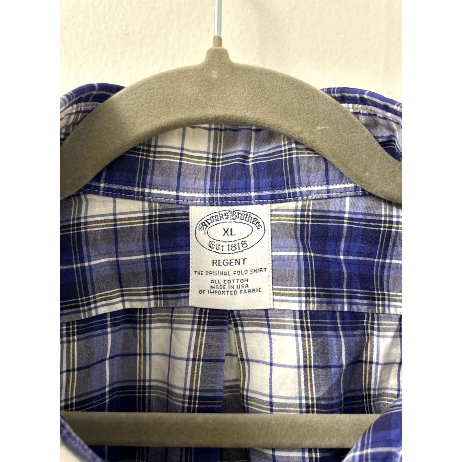 Brooks Brothers VTG Brooks Brothers Regent Polo Shirt Mens XL Blue Plaid Button-Down Collar Made In USA Size US XL / EU 56 / 4 - 5 Thumbnail